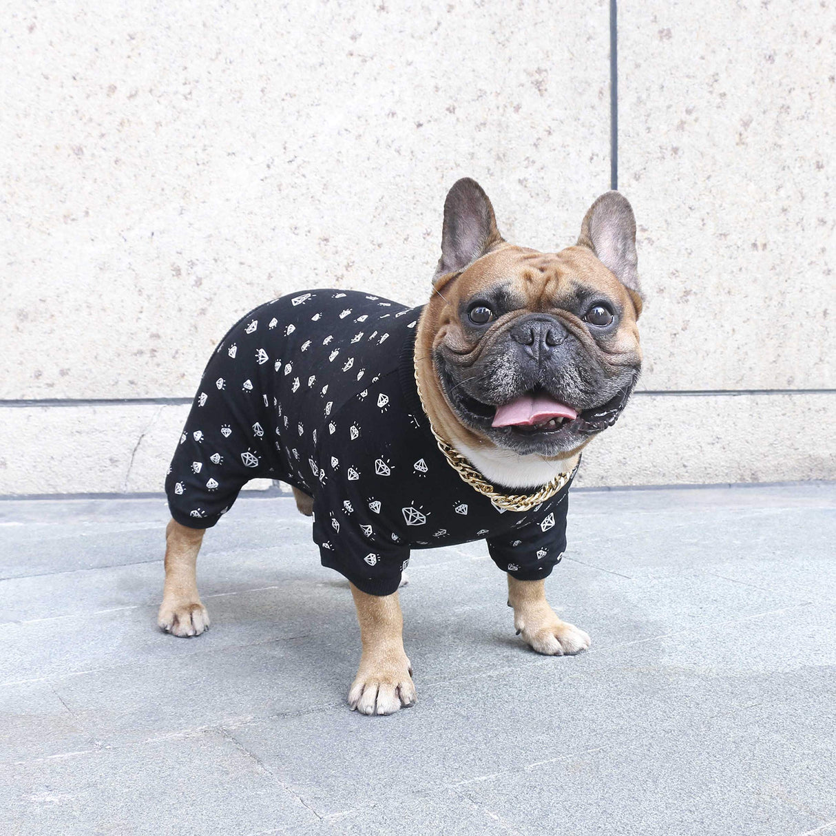 iChoue English Bulldog Pajamas Onesie Suit PJS Bodysuits for Medium Dogs Large French Frenchie Pug Pitbull Boston Terrier - Black Diamond, XXL
