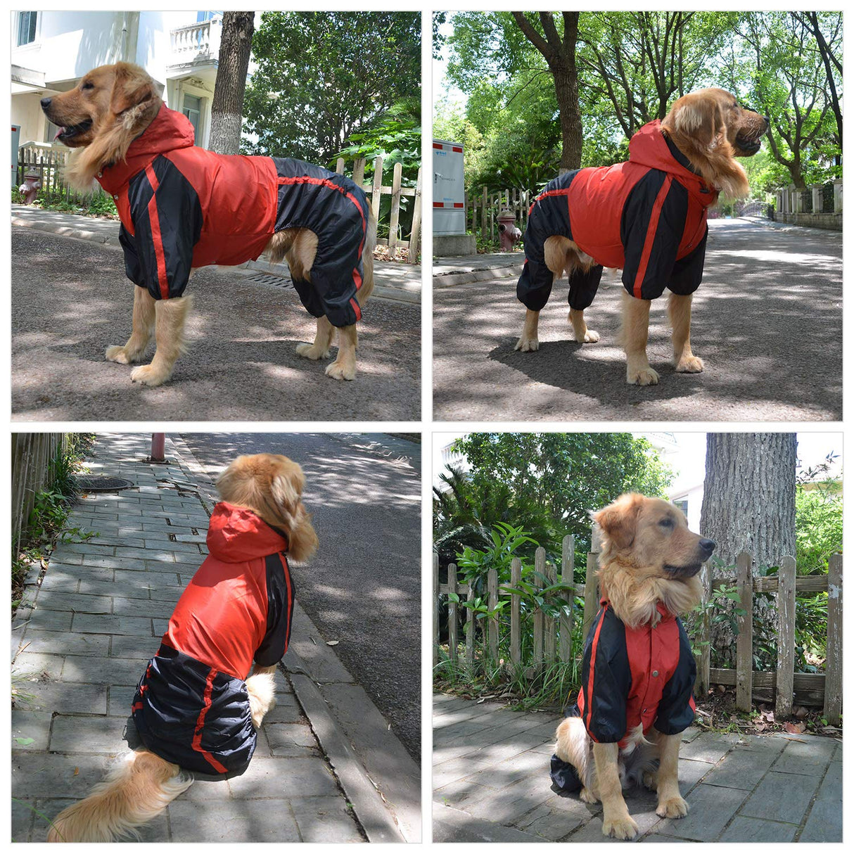 Pet Apparel Large Dog Clothing Raincoat Pet Clothes Rain Coat For Big Large Dogs Red Green Waterproof (L-L, Red)