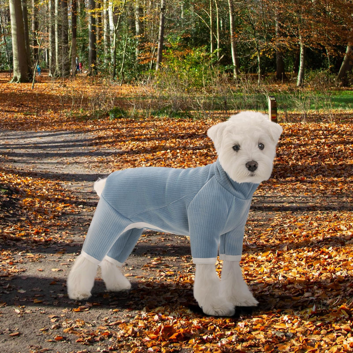 Dog Fleece Winter Coat, Fullbody Doggie Pajamas Onesie, Turtleneck Fleece Jacket for Small Dogs, Four-Legged Warm Clothes Hair Shedding Suit, Warm Puppy Christmas Jumpsuit
