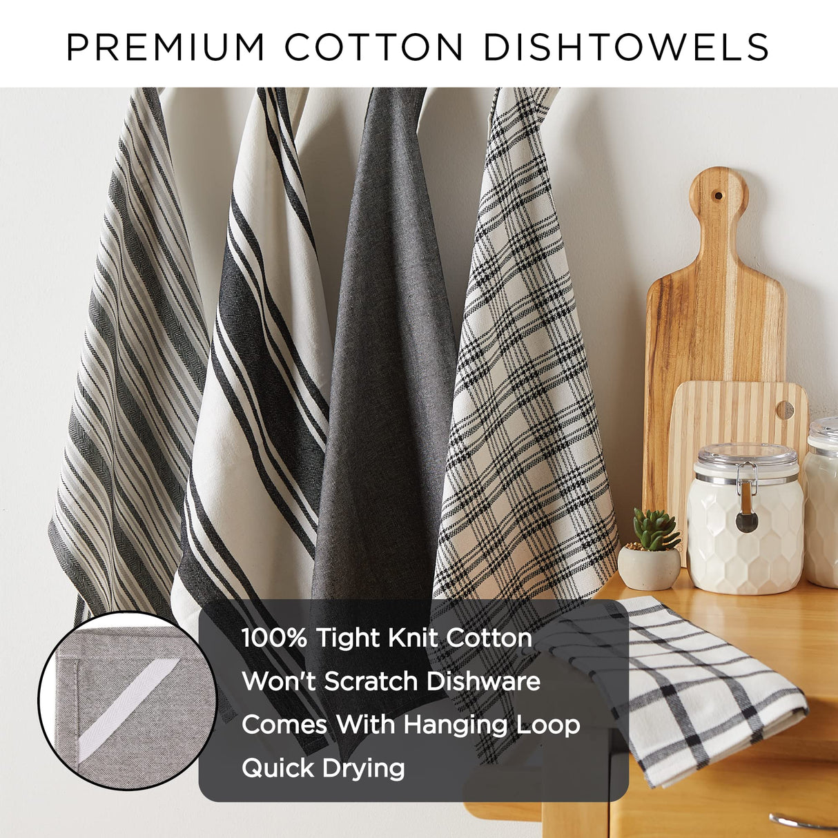 Assorted Woven Kitchen Set, Dishtowel, 18x28, Dishcloth, 13x13, Eggplant, 5 Piece