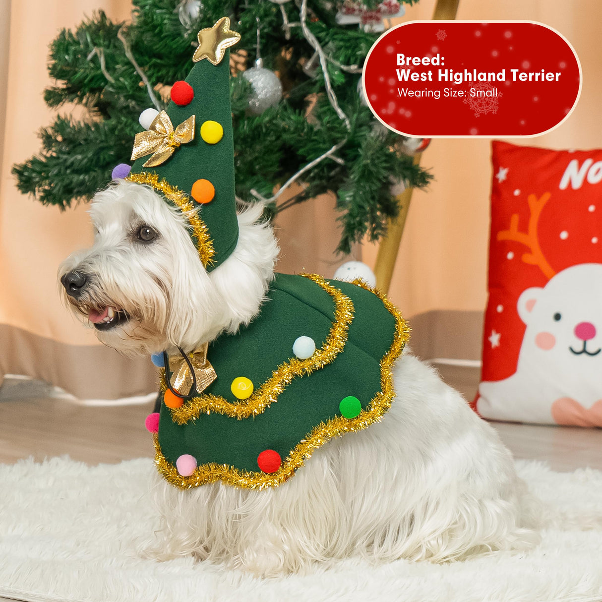 cyeollo Dog Christmas Costume Cute Christmas Tree Outfit Pet Dog Clothes Puppy Xmas Costumes for Small Dogs, Green S