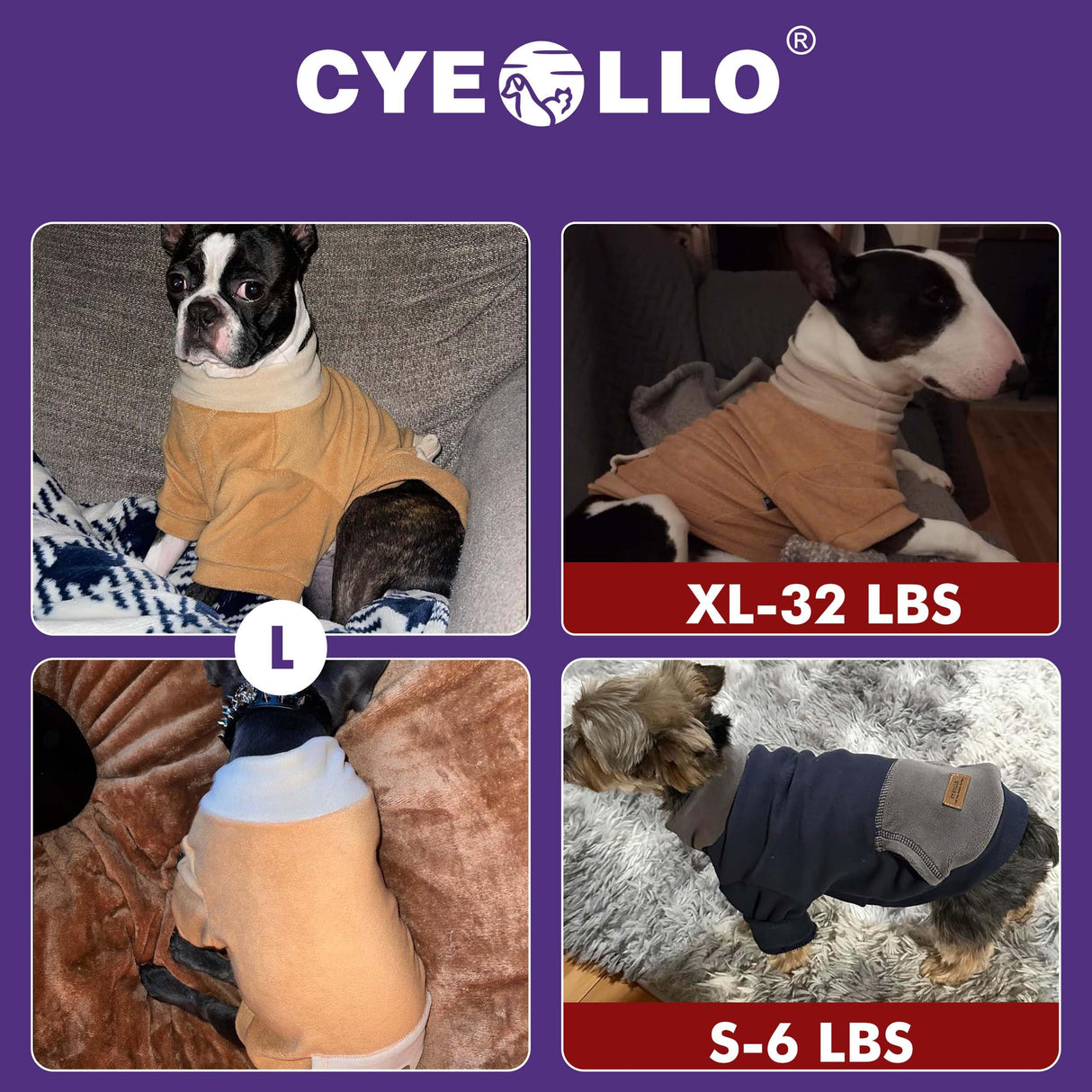 cyeollo Dog Sweater for Small Dogs Boy Girl, Fleece Dog Sweaters Warm Turtleneck Dogs Sweater with Sleeves Stretchy Doggy Pullover Sweatshirt Winter Pet Clothes, Light Blue M
