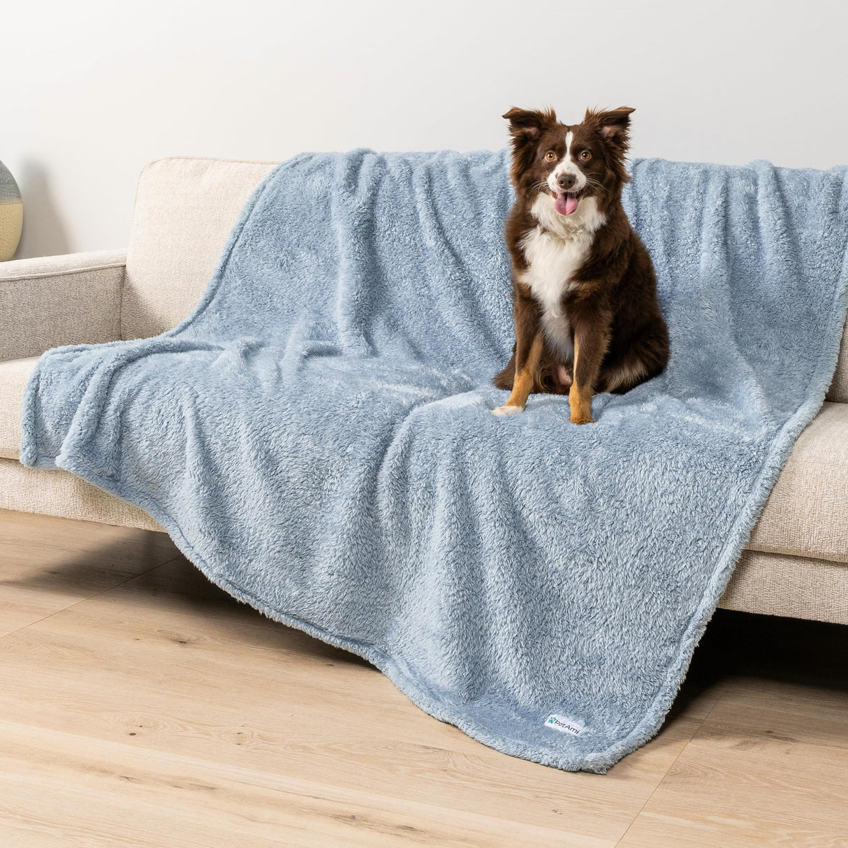 PetAmi Fluffy Soft Dog & Cat Blanket, Blue Sherpa Fleece, Calming Pet Blanket Throw for Bed & Sofa, X-Large 60x80