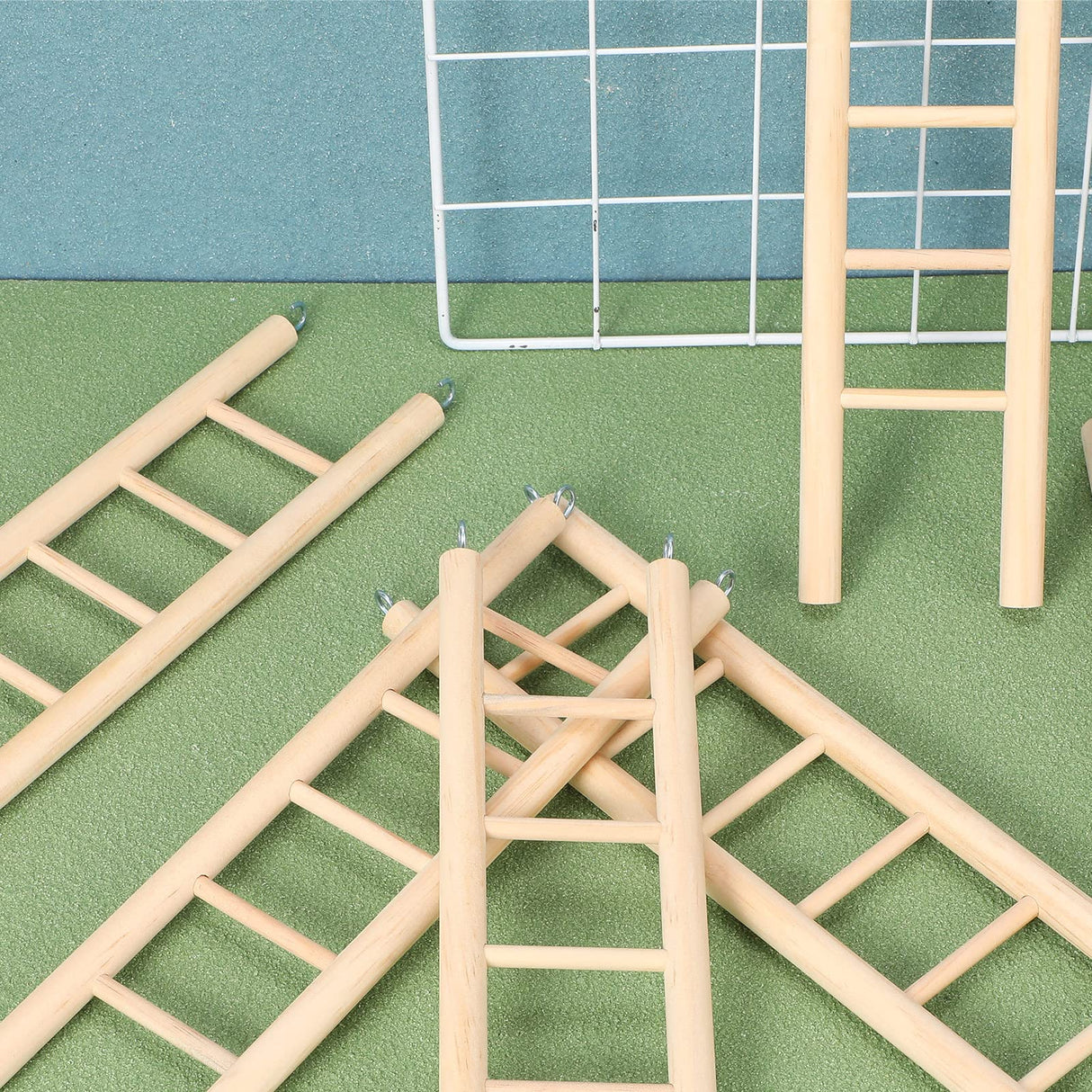 Kigeli 6 Pcs Wood Step Ladder for Bird, Hanging Bird Ladder Parrot Step Cage Hanging Climbing Toys for Parakeets, Parrots, Cockatoo and Lovebirds