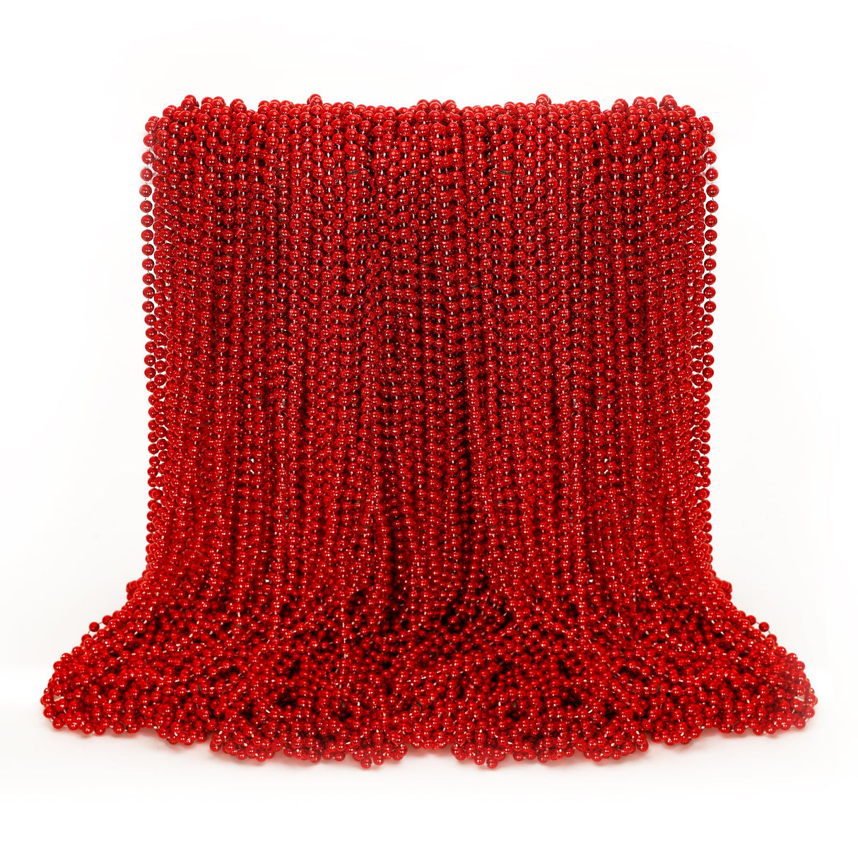 EOBOH 100PCS Mardi Gras Beads, Red Beads Party Favors, 33" Toy Necklaces Festival Costumes, Festival Parade Throw Accessories for Weddings Valentines Christmas Celebrations Decor