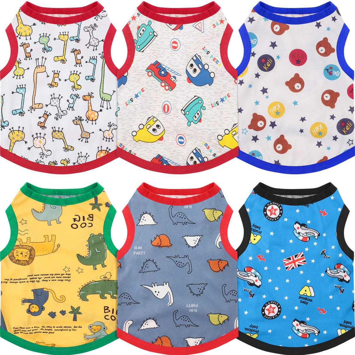 Geyoga 6 Pieces Cute Printed Pet Shirts - Cotton Breathable Puppy Sweatshirt Apparel Outfit for Dogs (S)