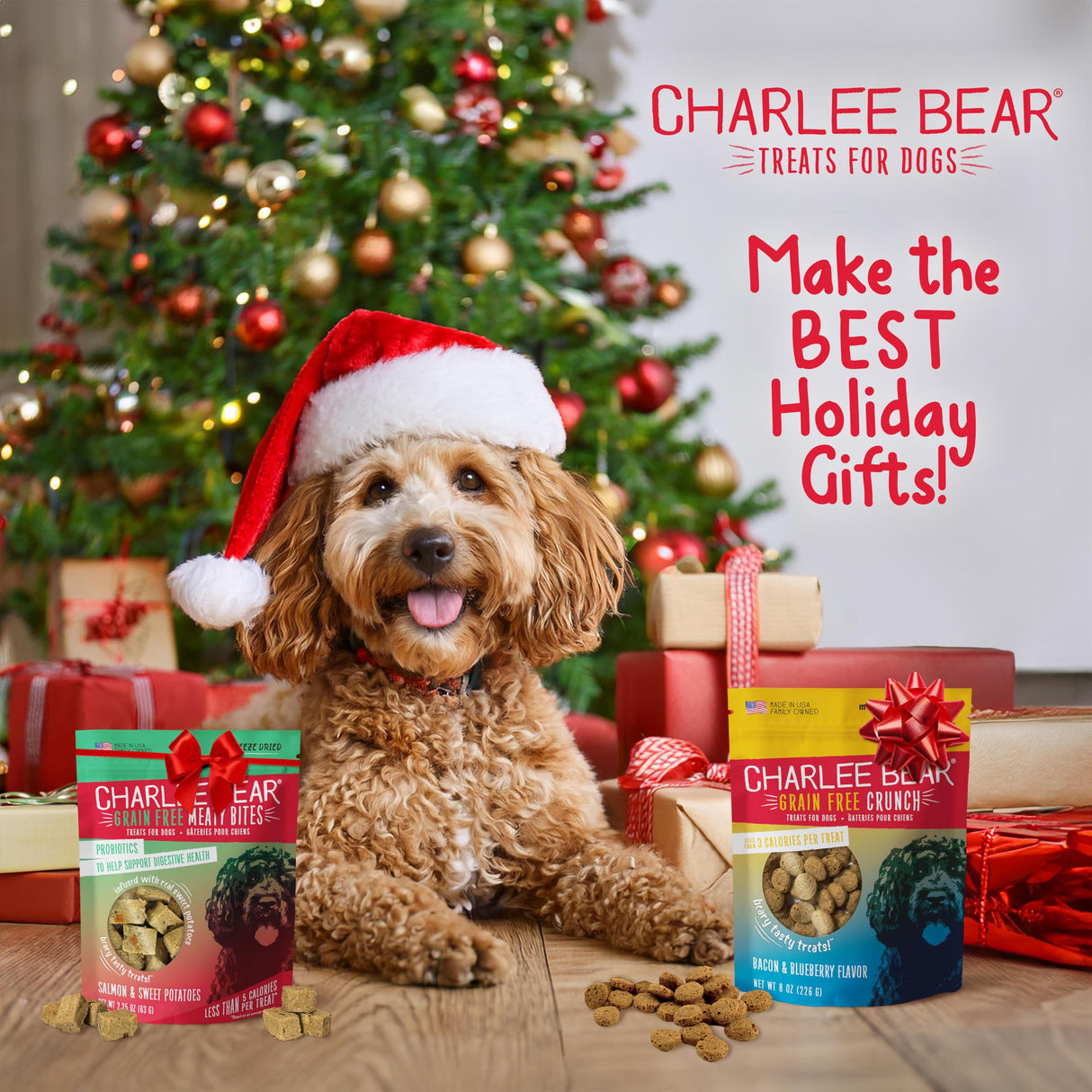 Charlee Bear Original Crunch Dog Treats Variety Pack, 16 oz (4-Pack) - Liver, Egg & Cheese, Chicken Soup & Garden Veggie, Turkey Liver & Cranberries Made in The USA Natural Training Treats for Dogs