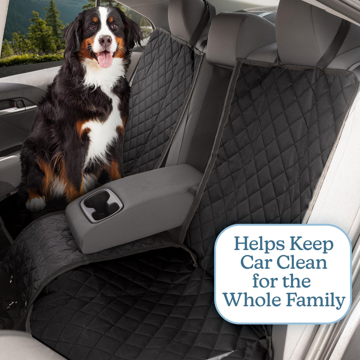 Dog Car Seat Cover for Back Seat - Water-Resistant Car Seat Protector for Cars, Trucks, and SUVs - Seat Cover Protects from Scratches, Mud, Pet Hair and Accidents - Car Accessories by PETMAKER (Black)