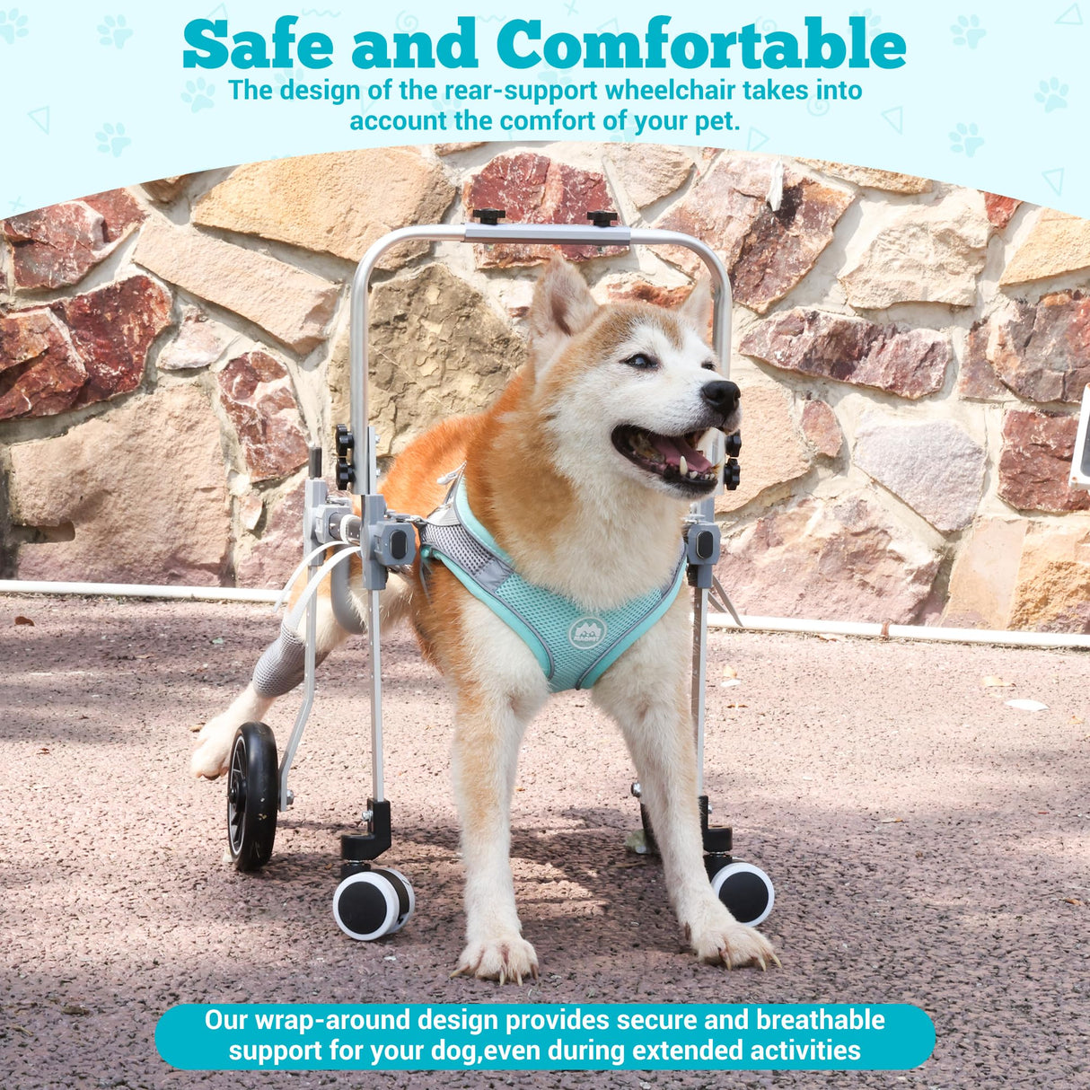 Dog Wheelchair for Back Legs,Adjustable Pets Cart Mobility Aids for Little Pets,Chest & Thigh Support,Suitable Small Medium Dogs (Two Wheels, S)