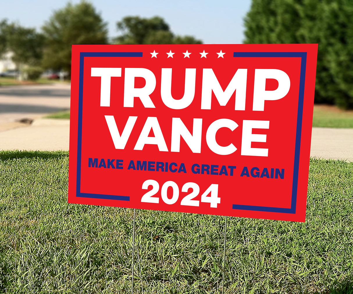 SignPro Trump Vance 2024 Yard Sign | Trump JD Vance Lawn Sign | Trump Vance Make America Great Again Sign | 18" x 12" Corrugated Plastic Outdoor Weatherproof Yard Signs With H Stake | Double Sided