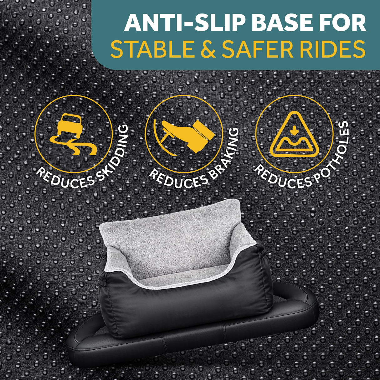 JOTADE Dog Car Seat for Small & Medium Dogs β Washable & Reversible Pet Travel Booster Seat, Double Safety Leashes, Anti-Slip Design, Extra Cushion Cover, Easy Install Puppy Car seat up to 35 lbs