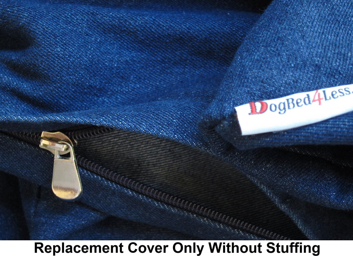 Dogbed4less XXL 55X37X4 Inches Blue Color Denim Jean Dog Pet Bed External Zipper Duvet Cover - Replacement Cover only