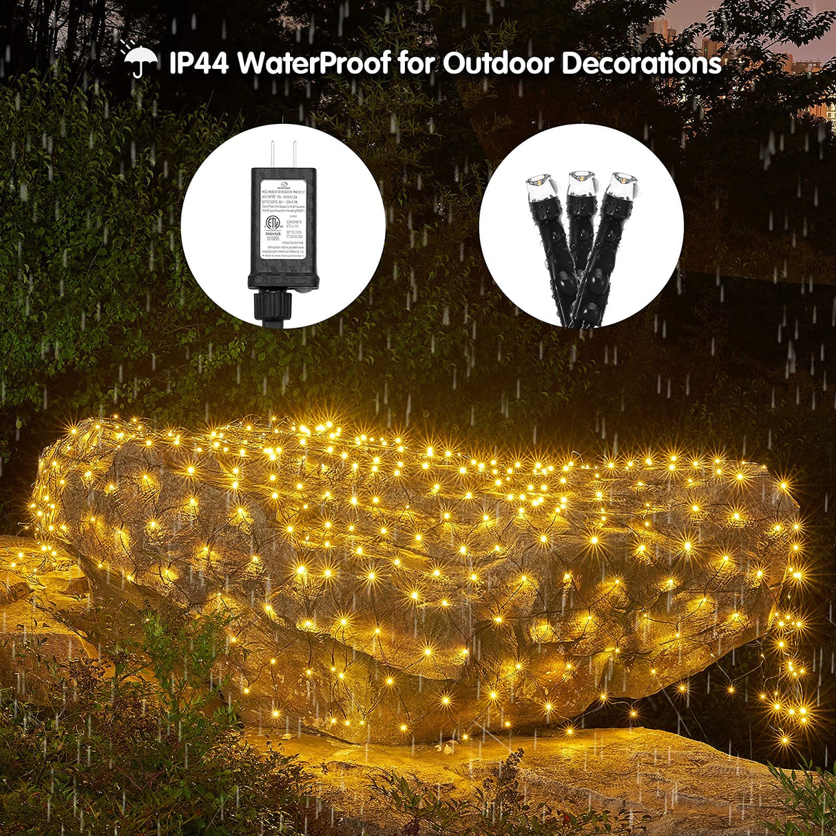 BlcTec Christmas Net Lights, 360 LEDs 9.8ft x 6.6ft Outdoor Christmas Bush Lights with 8 Modes, Timer, Connectable, Waterproof and Sturdy Green Weir for Trees, Bushes, Outdoor Christmas Decorations