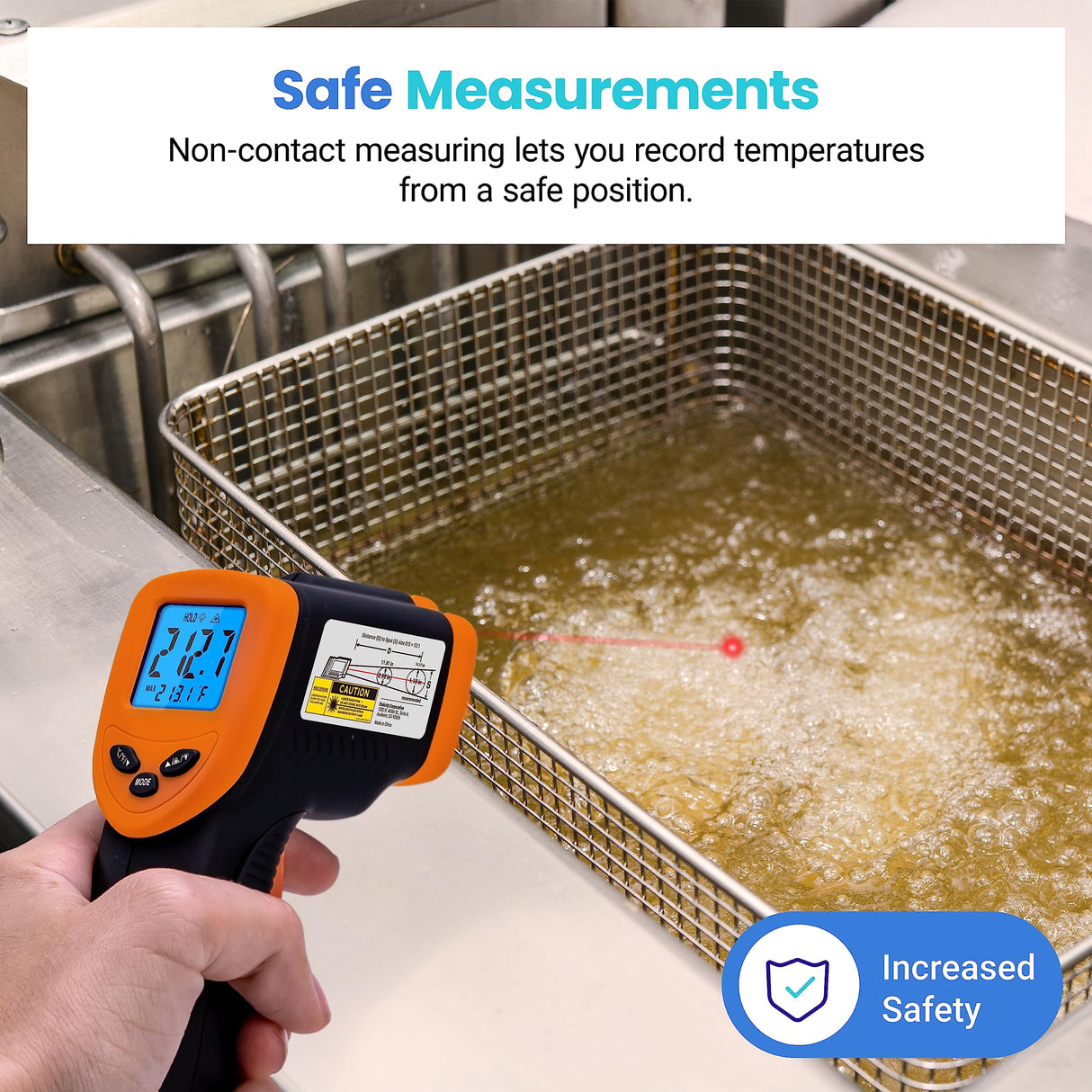 Etekcity Infrared Thermometer Upgrade 774, Heat Temperature Temp Gun for Cooking, Laser IR Surface Tool for Pizza, Griddle, Grill, HVAC, Engine, Accessories, -58°F to 842°F, Orange