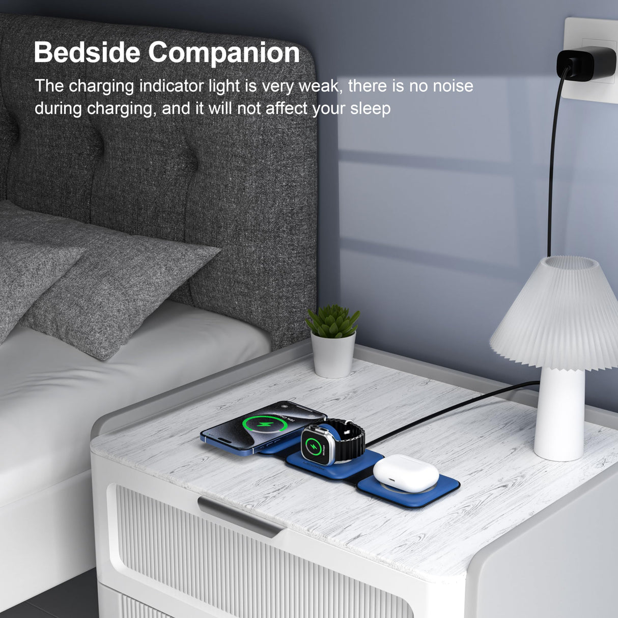3 in 1 Charging Station for Multple Devices,Foldable 3 in 1 Wireless Charger for Travel,Nano Wireless Charging Station for iPhone16 15 14 13 12 Pro Max/Watch 10 9 8 7 6 5 4 3 Ultra/AirPod Pro