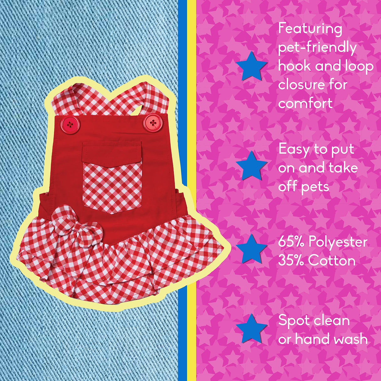 Doggy Parton Red Gingham Overalls Dress for Pets, Large (22120771)
