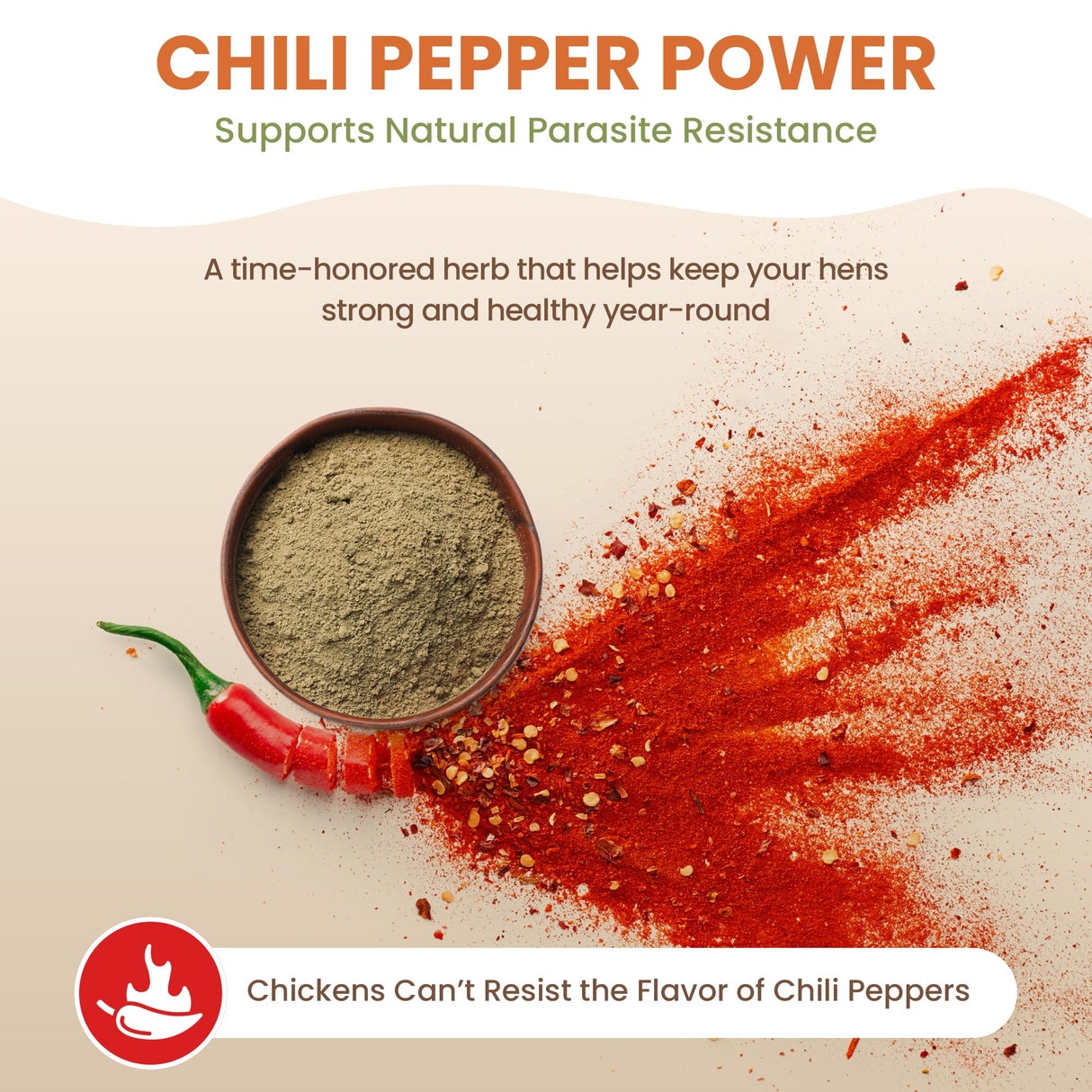 Natural Chicken Dewormer Chili Mix Powder (1 lb) | Herbal Poultry Wormer & Parasite Support for Laying Hens | Egg-Safe Chicken Dewormer for Backyard Flocks | 1 lb Bag