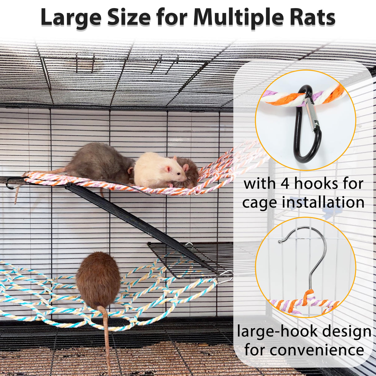 Jevnd 1Pcs Rat Climbing Rope Net Toy for Cage, Bird Hemp Rope Perch Swing, Ladder Rope Bridge Hanging Hammock, Small Animal Activity Toy for Mouse, Mice, Parrot, Bird (Random Color)