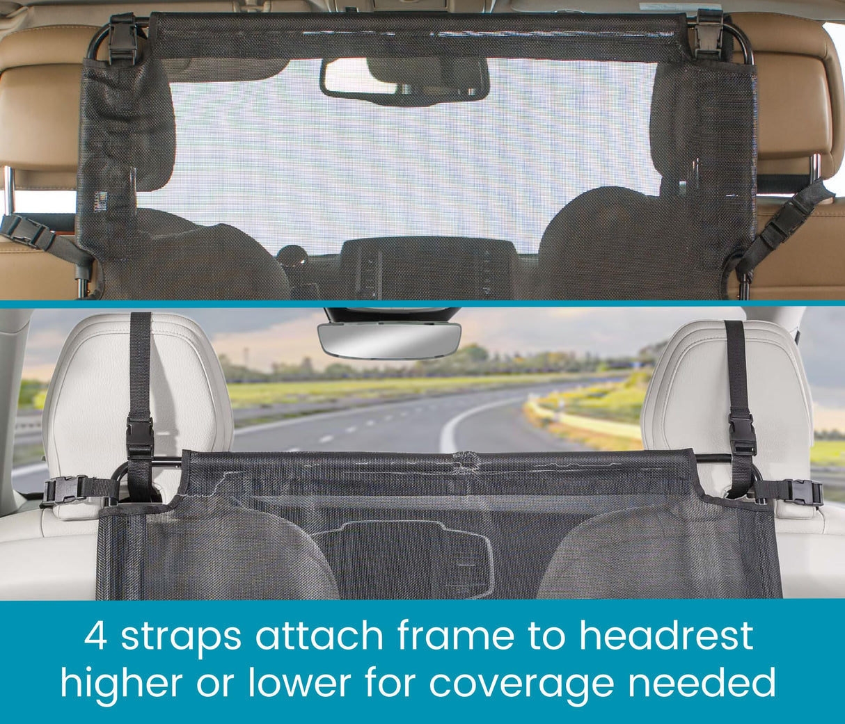 High Road Back Seat Barrier for Dogs - Car Divider for Dogs for Behind Front Seat - Padded Steel Frame with Heavy Duty Coated Dog Net Barrier for Car, Truck or SUV