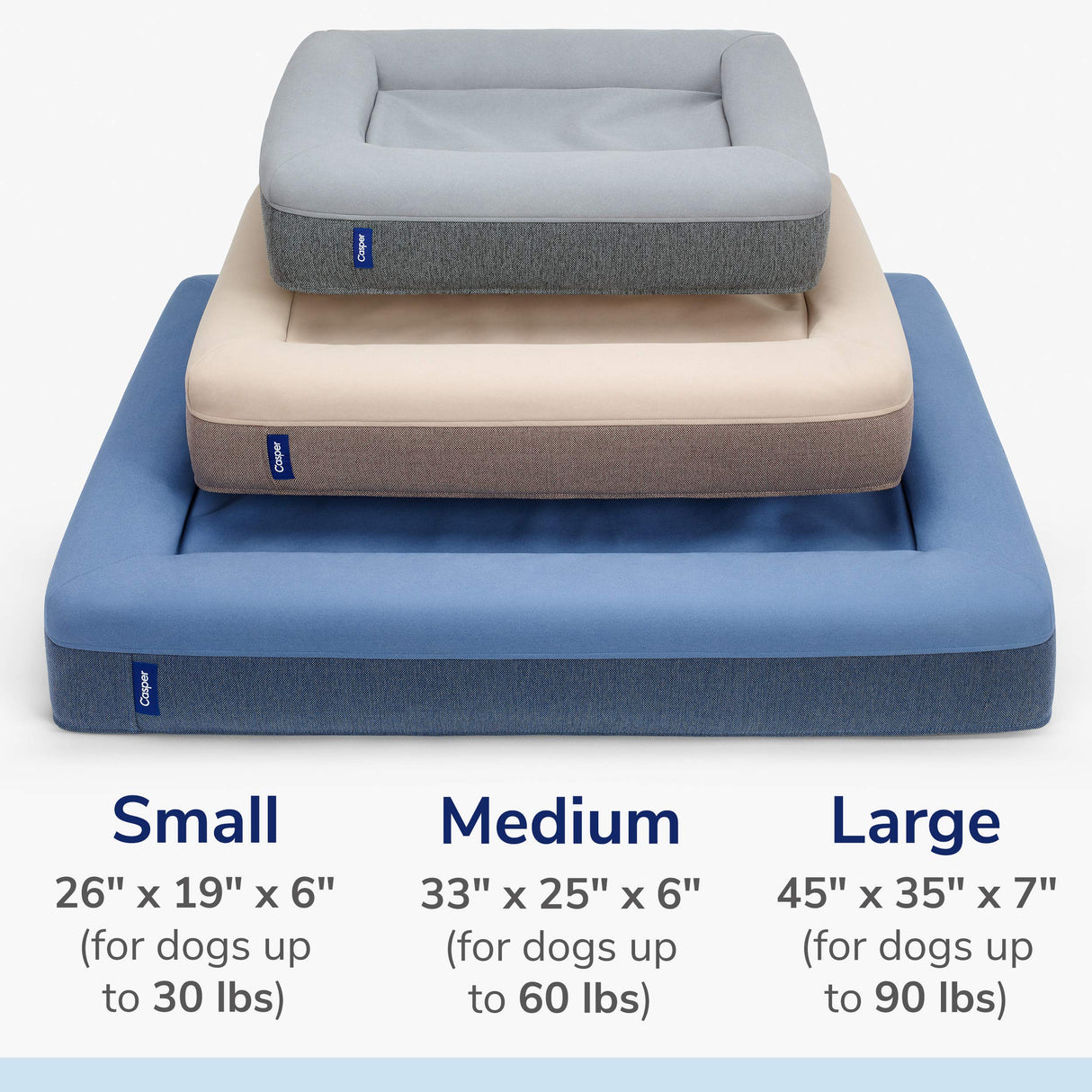Casper Dog Bed, Plush Memory Foam, Small, Blue