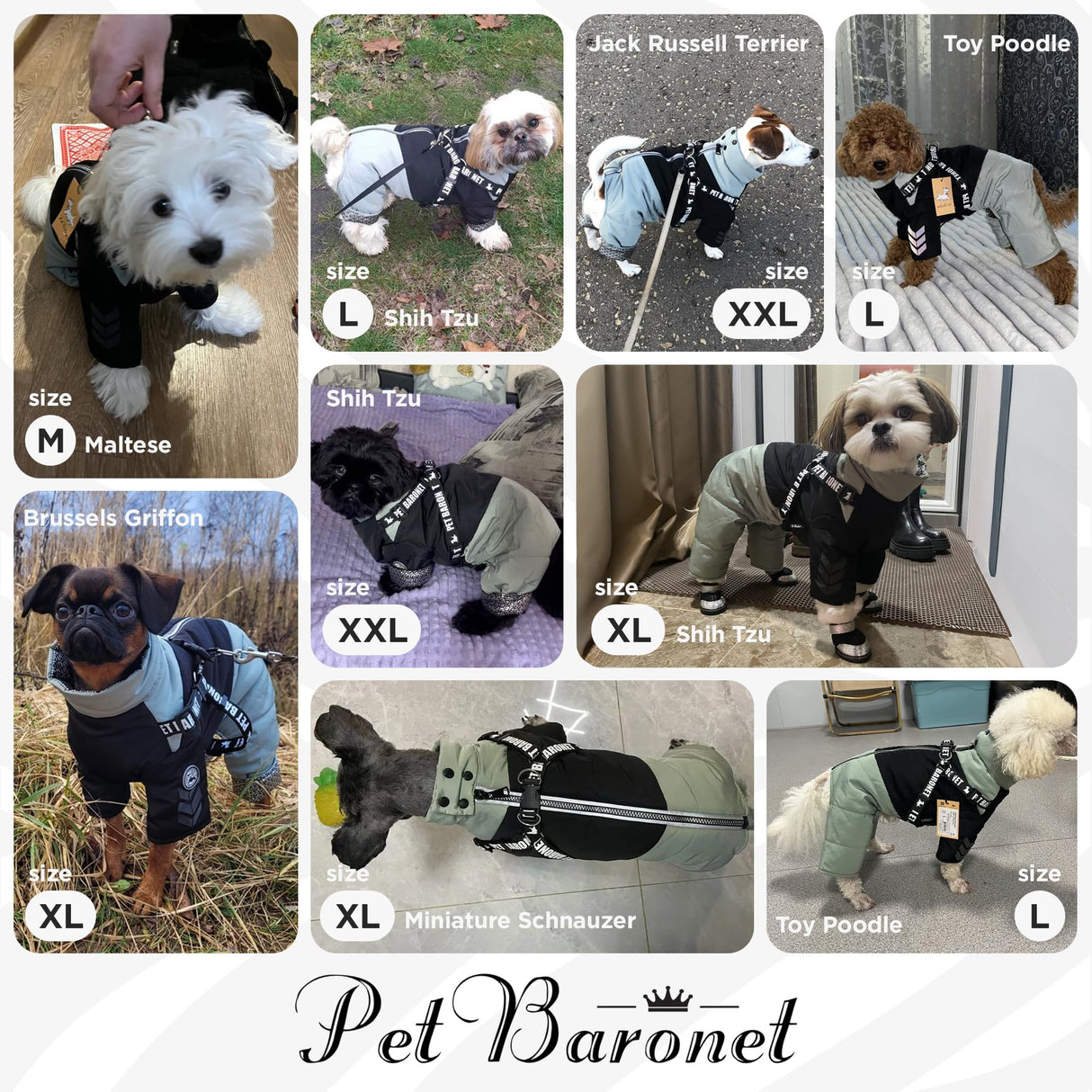 PETBARONET Waterproof Full Body Snowsuit with Harness, Reflective Jacket for Small and Medium Dogs (Green, XL:Chest 18.9'', Length: 14.2'')