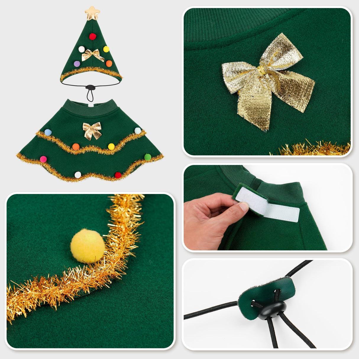 cyeollo Dog Christmas Costume Cute Christmas Tree Outfit Pet Dog Clothes Puppy Xmas Costumes for Small Dogs, Green S