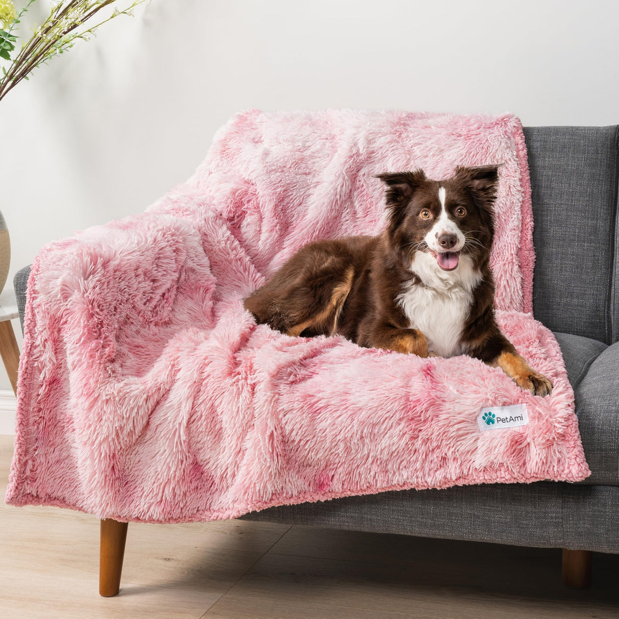 PetAmi Waterproof Dog Blanket for Medium Large Dogs, Calming Fleece Cat Blanket, Couch Protector Washable Sherpa Faux Fur Pet Throw for Puppy, Soft Reversible Leakproof 40x60 Tie-Dye Pink
