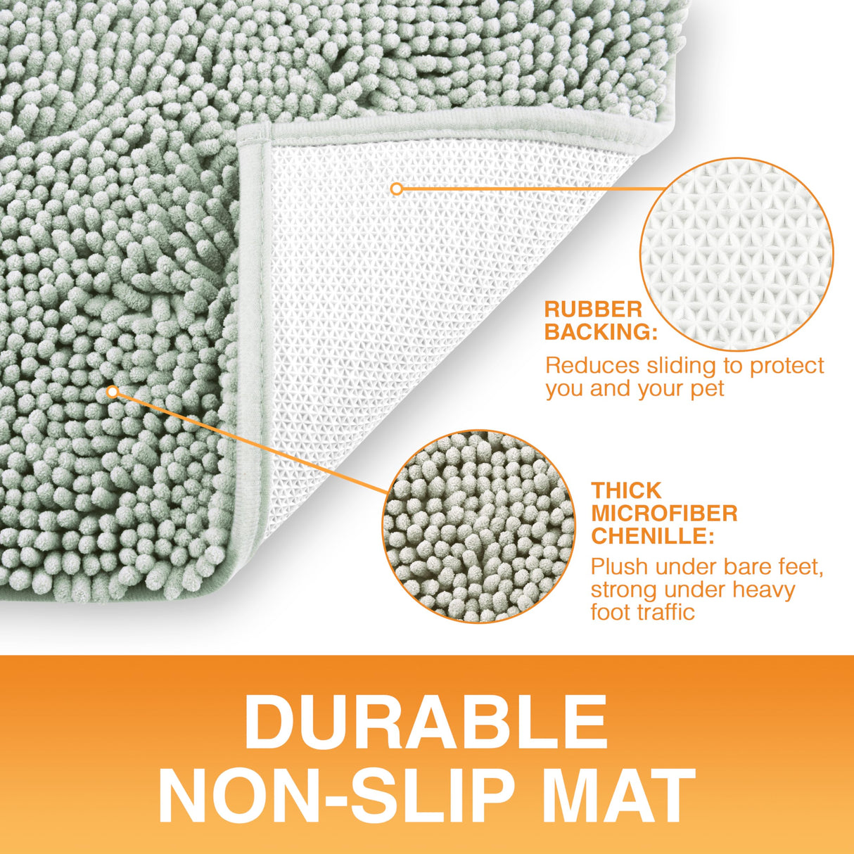 Neater Pets Muddy Paws Dog Door Mat 24” x 17” – Super Absorbent & Quick-Dry Chenille Doormat for Trapping Dirt, Water, Mud - Non-Slip & Machine Washable Pet Rugs for Entryway, Indoor Mud Mats, Green