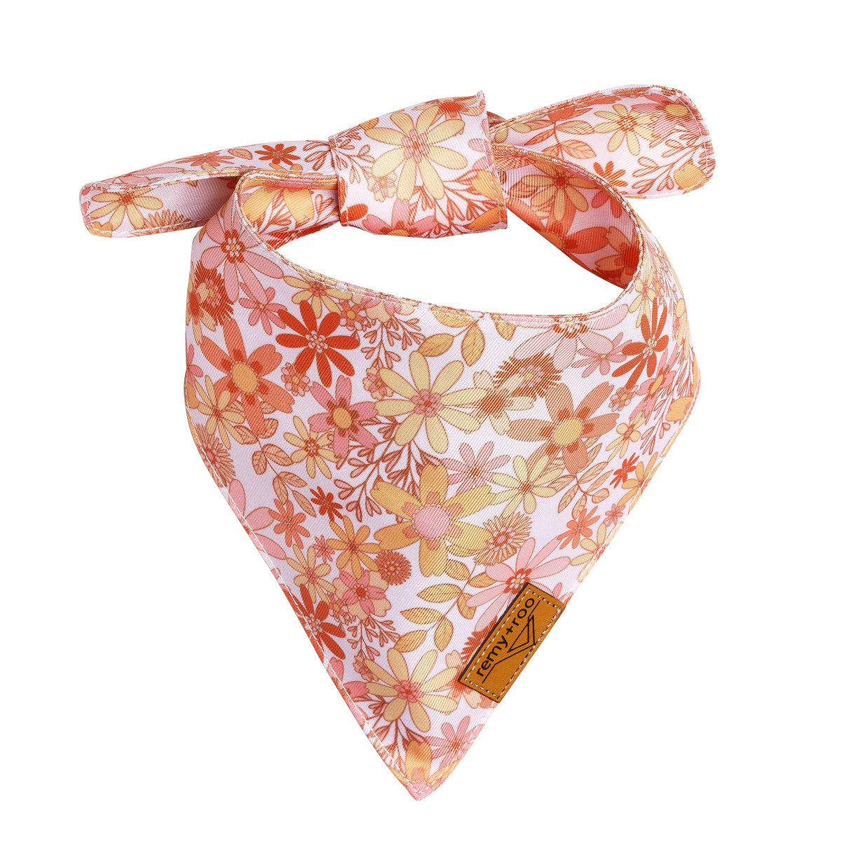 Remy+Roo Large Spring Dog Bandanas - 4 Pack Daisy Set | Premium Durable Adjustable Polyester Fabric | Patented Shape Girl Dog Bandana, Trendy Pattrens, Floral Dog Bandana