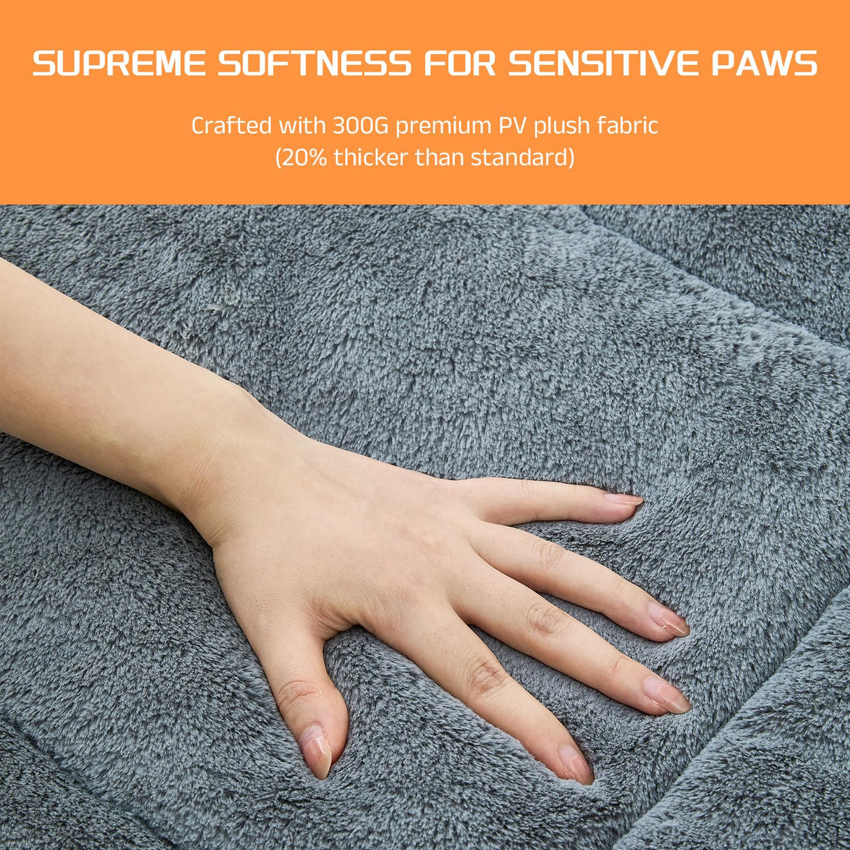 Washable Dog Crate Bed Mat for Medium/Large Dogs – All-Season Comfort with Ultra-Soft Flannel & Heavy-Duty Support (Gray, 36''L*23''W)