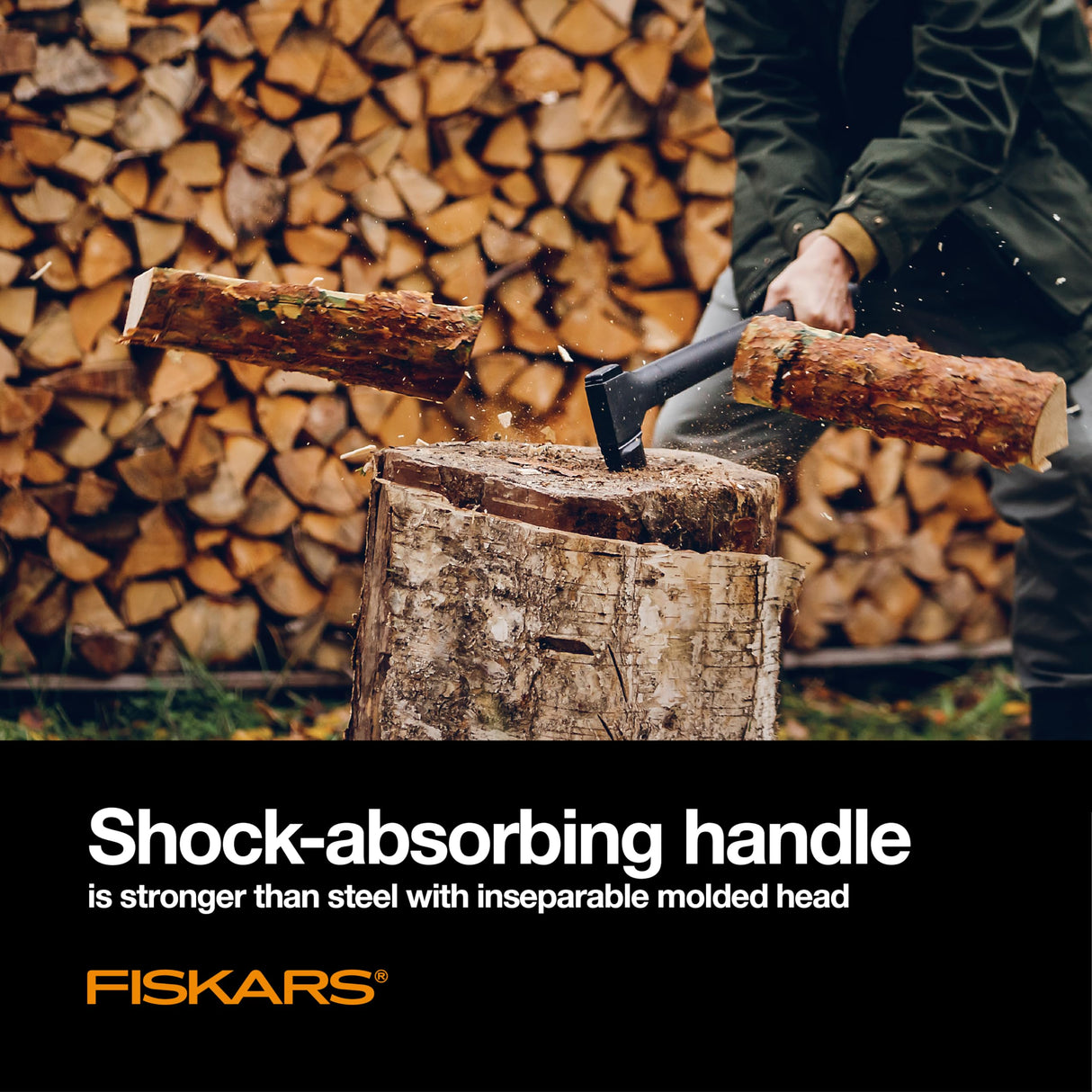 Fiskars X25 Splitting Axe, 28" Wood Splitting Axe for Medium to Large Size Logs with Shock Absorbing Handle and Sheath, Split Firewood, Forged Steel Blade, Bushcraft Gear and Camping Hatchet