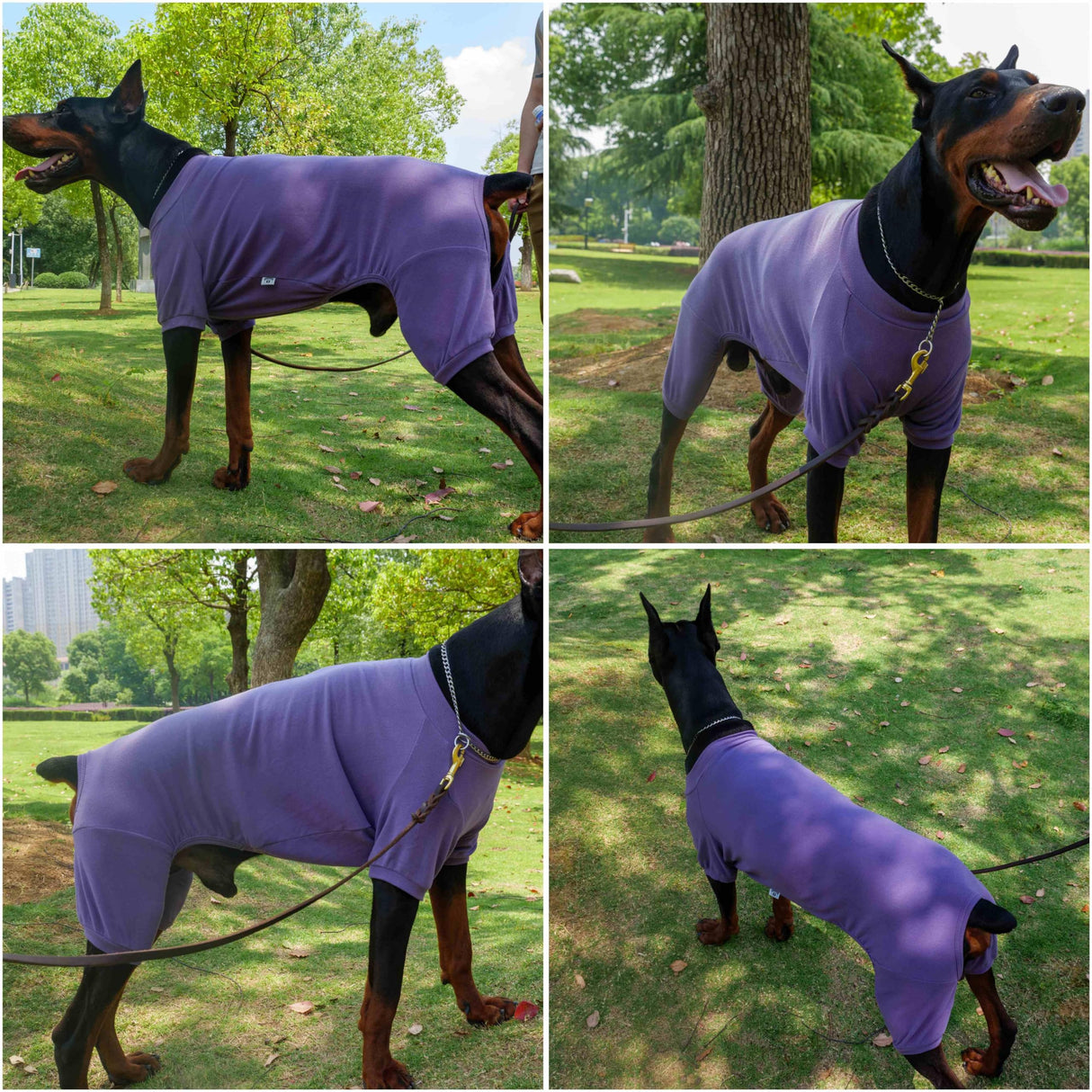 Lovelonglong Ribbed Dog Pajamas Cotton Knitted Dog Jumpsuits 4 Legged All Season Warm Pet Bodysuits for Large Medium Small Dogs Purple 3XL