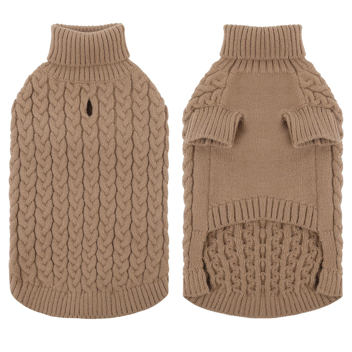 SAWMONG Dog Sweater, Dog Sweaters for Small Dogs Girls Boys, Pullover Turtleneck Knitted Doggy Sweatshirt, Cold Weather Pet Clothes(Khaki, Small