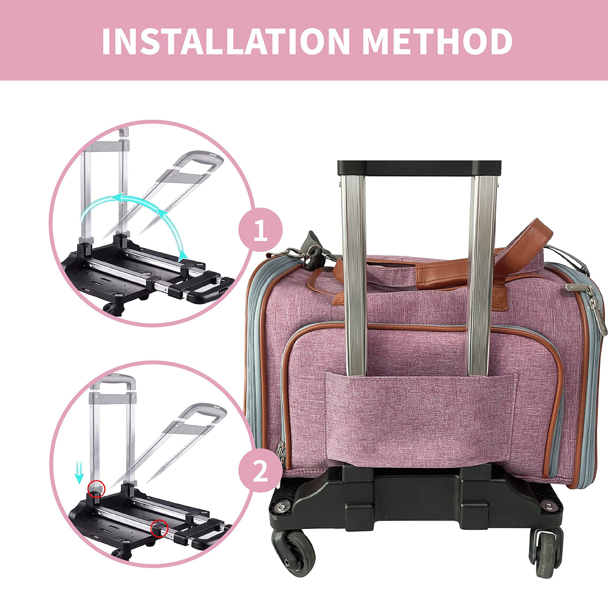 Mr. Peanut's Spinner Wheelbase Luggage Cart, Adding Rolling Functionality to Bags & Pet Carriers