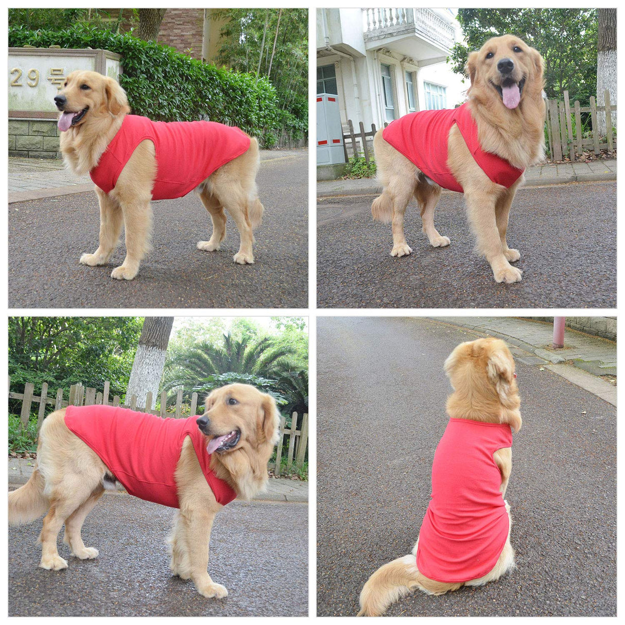 Lovelonglong 2019 Summer Pet Clothing, Dog Clothes Blank T-Shirts Ribbed Tanks Top Thread Vests for Large Medium Small Dogs 100% Cotton Red L-XL