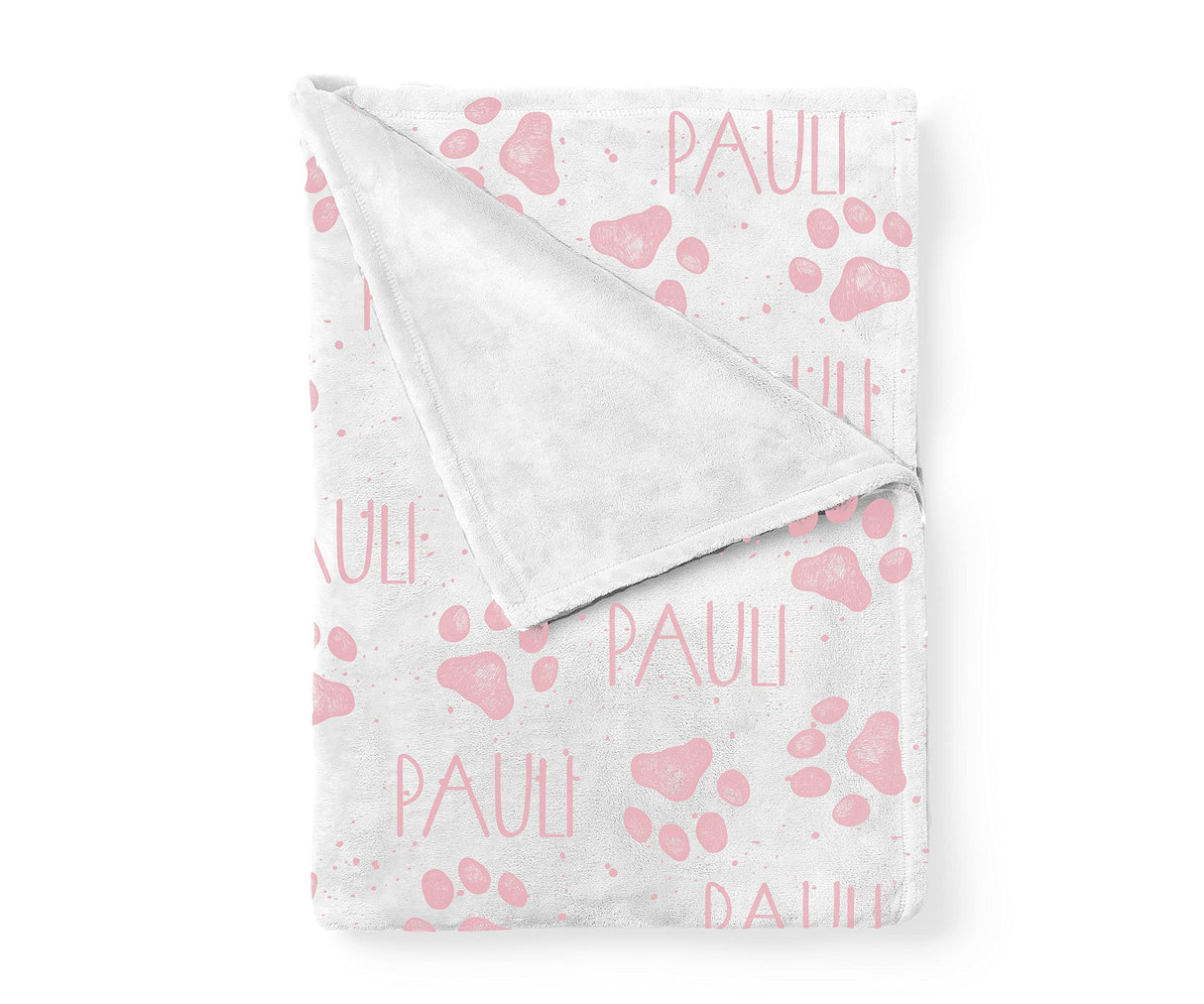 Squishy Cheeks Personalized Dog Pink Paw Print Blanket with Pets Name