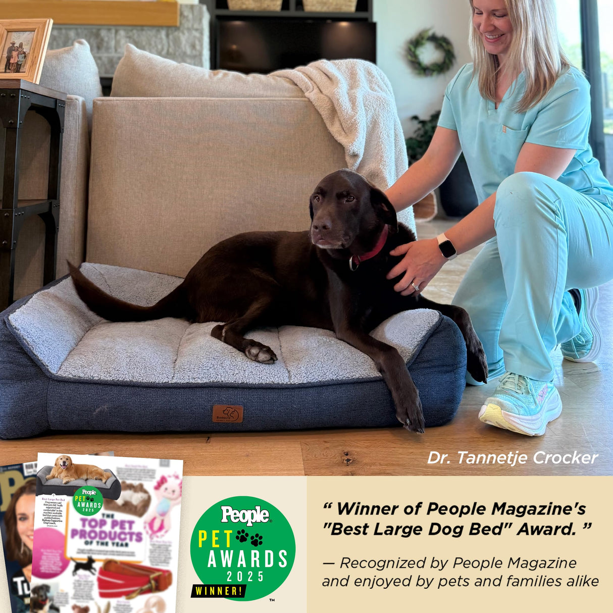 Bedsure SupportMax™ XL Orthopedic Dog Beds Large Sized Dog - Extra Thick Supportive Dogs Couch with Waterproof Washable Cover, Extra Large Comfort Pet Sofa with Soft Sherpa & Nonskid Bottom, Grey, 42"