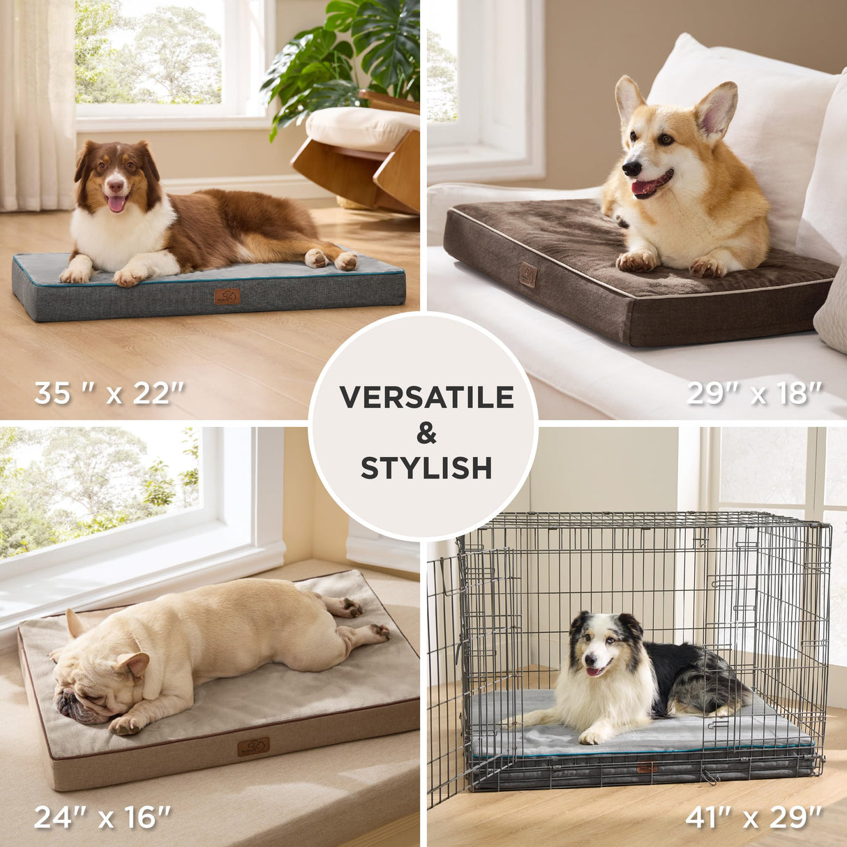 Bedsure Memory Foam Dog Bed Medium Size Dogs- Orthopedic Pet Beds for Crate with Removable Washable Cover and Nonskid Bottom - Plush Flannel Fleece Top Pet Mat, Grey