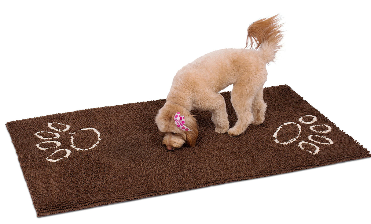 BIRDROCK HOME Chenille Dog Doormat - Absorbent Surface to Keep Floors Clean, Non-Skid Bottom for Safety, Ultra-Soft & Durable, Ideal for Pets, Protects Floors from Dirt - 60 x 30, Brown
