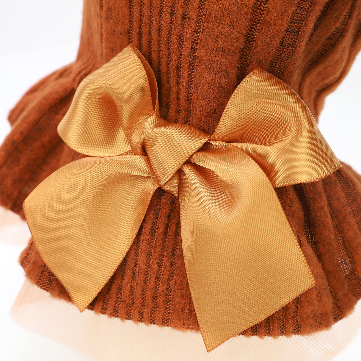 Fitwarm Knitted Dog Tulle Sweater Dress, Dog Winter Clothes for Small Dogs Girl, Cat Apparel, Orange, Medium