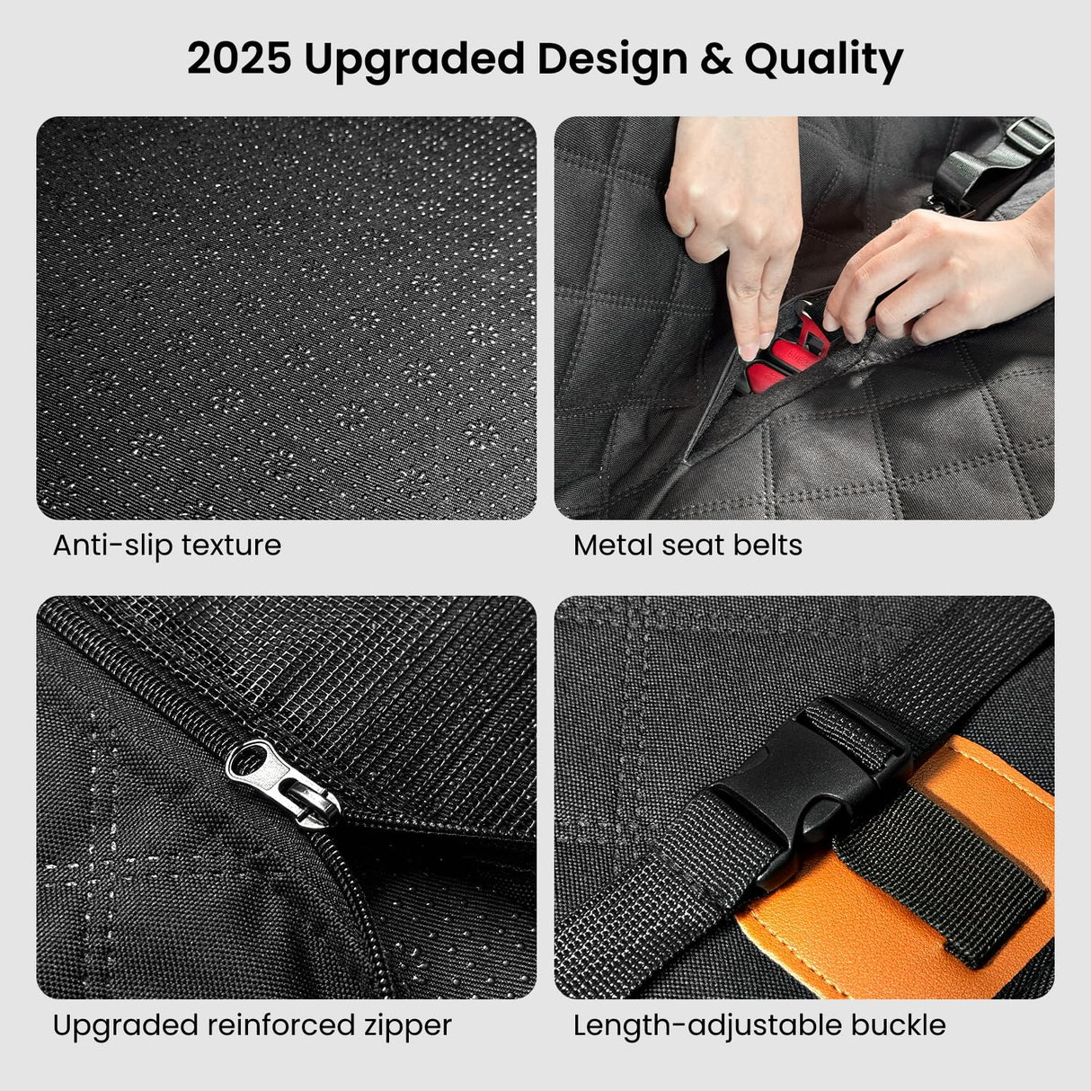 REEVAA Dog Truck Seat Cover for Back Seat, Hard Bottom Dog Hammock for Car, Pet Bed Extender for 2-4 Large Dogs, Waterproof Seat Protector, Universal XL Size Fits for Crew Cab Truck/SUV, Black+Orange