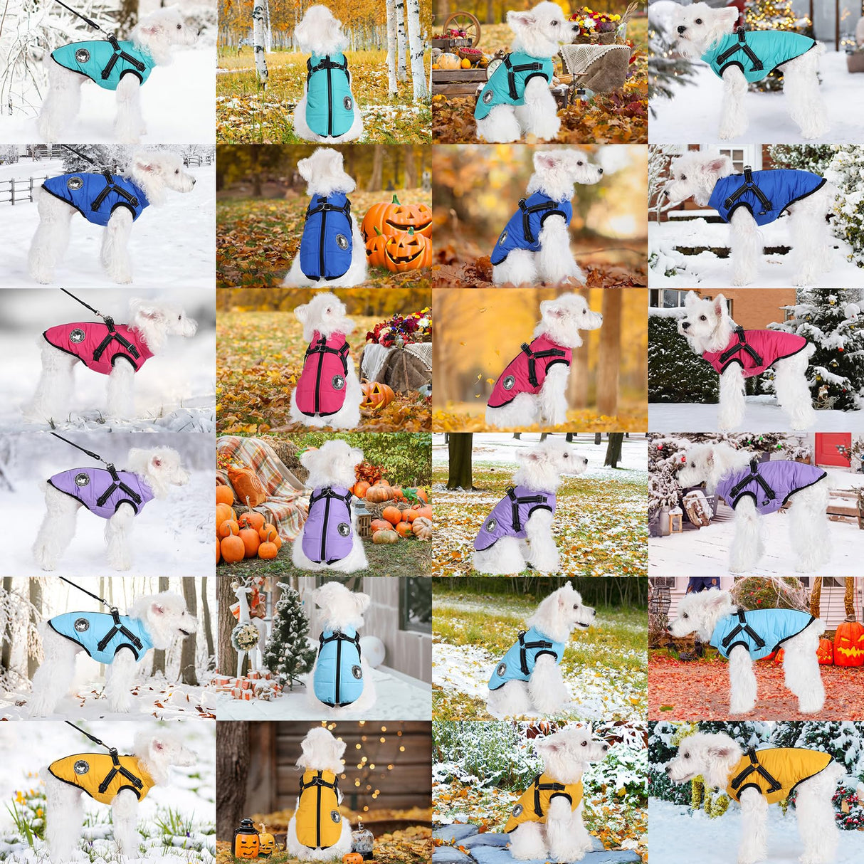 Gyuzh Dog Coat with Harness Puppy Coats Small Dog Harness Jacket Winter Waterproof Jackets for Smal Medium Large Dogs