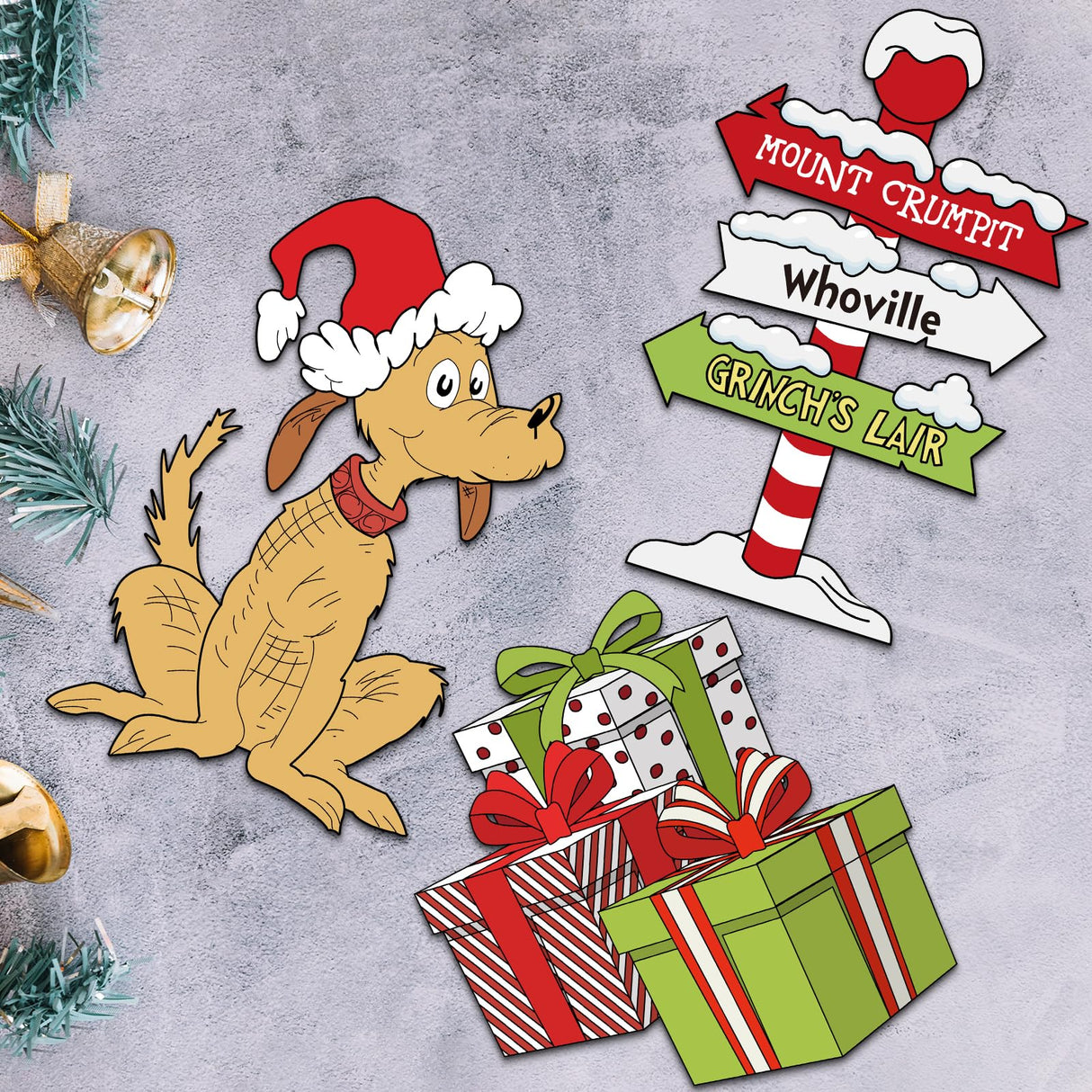 Christmas Yard Signs Stakes Outdoor Decorations - 4PCS Large Xmas Decorations Signs for Holiday Christmas Lawn Garden Pathway Decorations, 6.2inch-15inch
