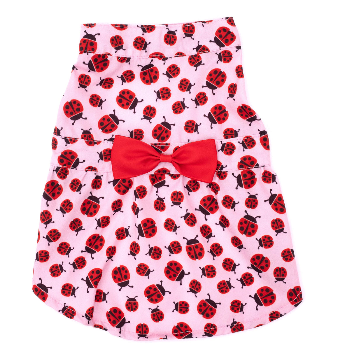 THE WORTHY DOG Designer Ladybug Dog Dress – Stylish Polyester Pet Dress with Bow Detail, Adjustable Touch Fasteners & Machine Washable - Pink, XX-Large