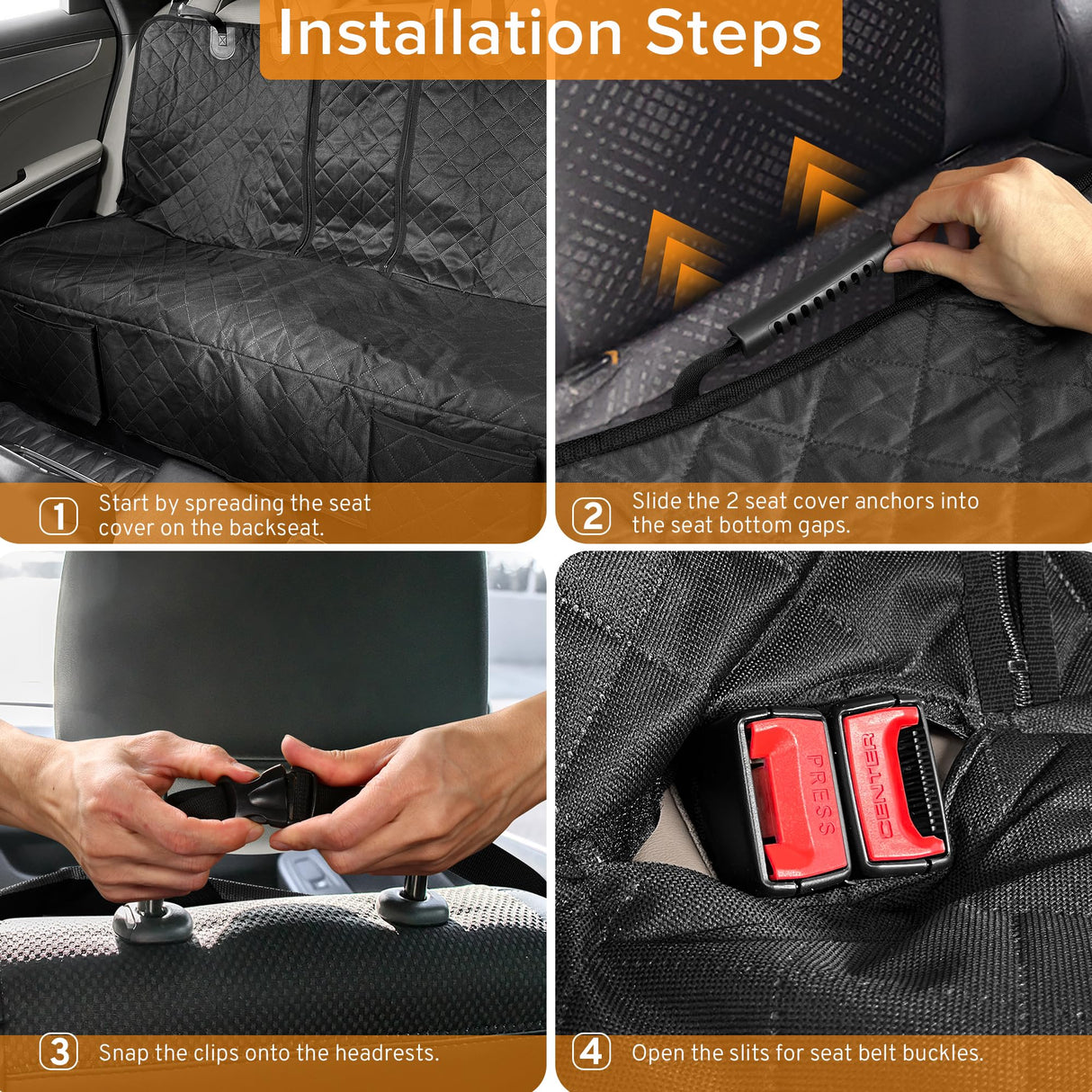 TAUYANG Dog Car Seat Cover for Back Seat Compatible with Dodge RAM 1500 2500/Ford F150 F-150 F250 2000-2025 2026 Accessories, Non-Slip Pet Bench Backseat Covers for Large Pickup Trucks