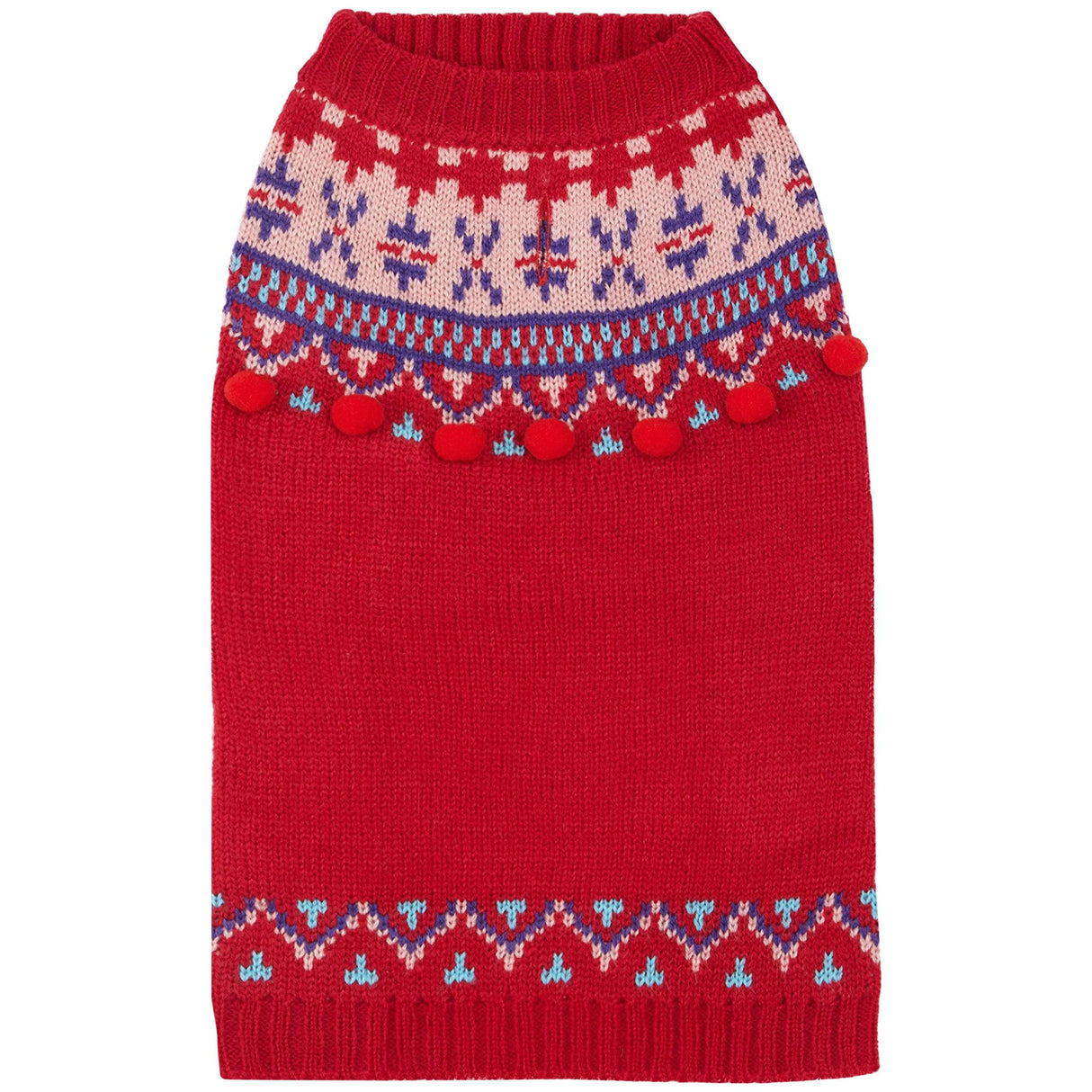 Blueberry Pet Icelandic Lopi Pullover Dog Sweater in Holiday Red, Back Length 16", Pack of 1 Clothes for Dogs