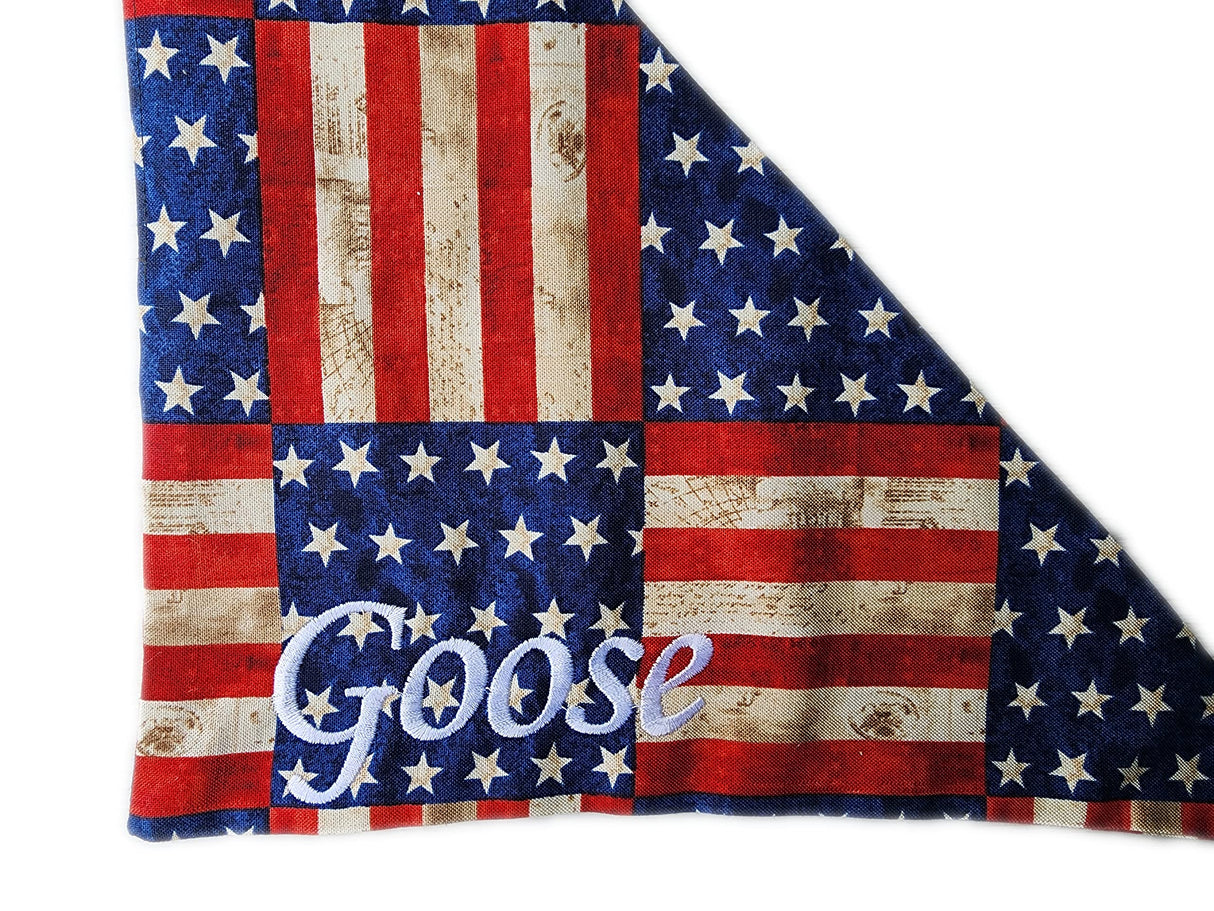 Personalized Dog-Flag-4th of July-Red/Patriotic Personalized Dog Bandana, Triangle Bibs Kerchief, Stars Stripes Dog Bandana/American Flag USA/in Loving Memory