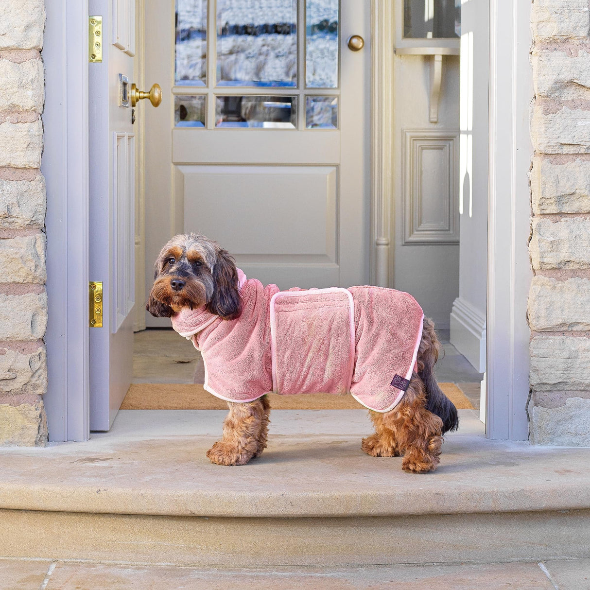 Lucky Pooch® Dog Robe - Luxurious Dog Bathrobe - Ultra Absorbent Dries Your Dogs in Minutes! Double-Layer, Super Soft Towel and Bath Robe All in One (XXL, Dusty Pink)