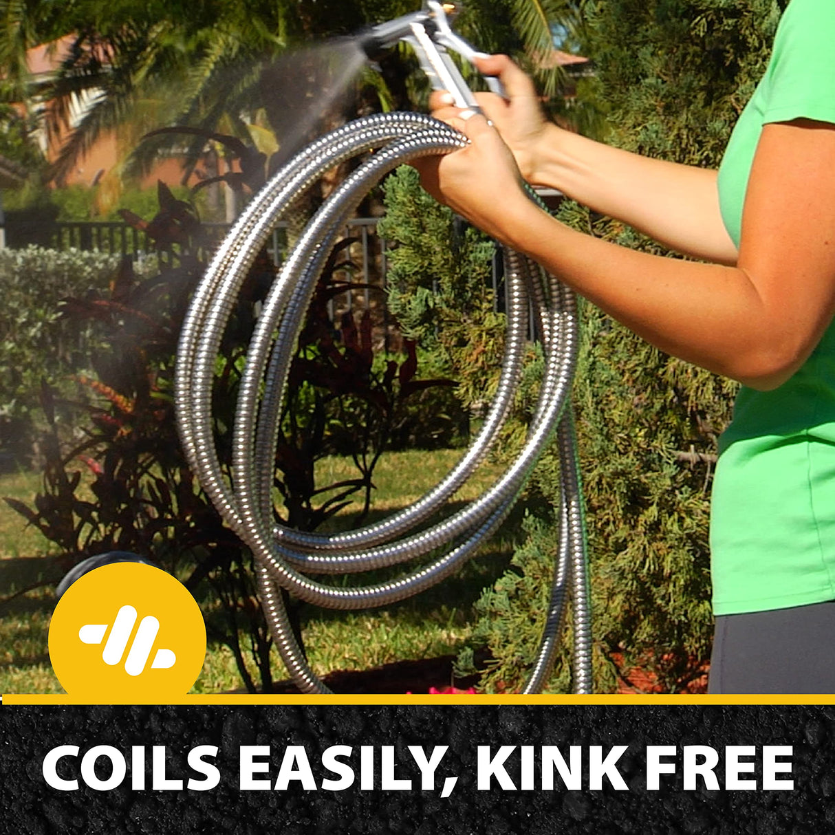 BIONIC STEEL 75 FT Garden Hose with Nozzle, 304 Stainless Steel Metal Water Hose 75Ft 500 PSI