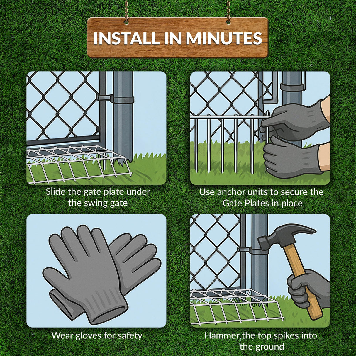 Dig Defence Original Gate Plate, Ideal Gift for Pet Lovers Dog Digging Deterrent Underground Gap Filler for Dogs/Rabbits 2 Pack with 2 Sm/Md Animal Barrier